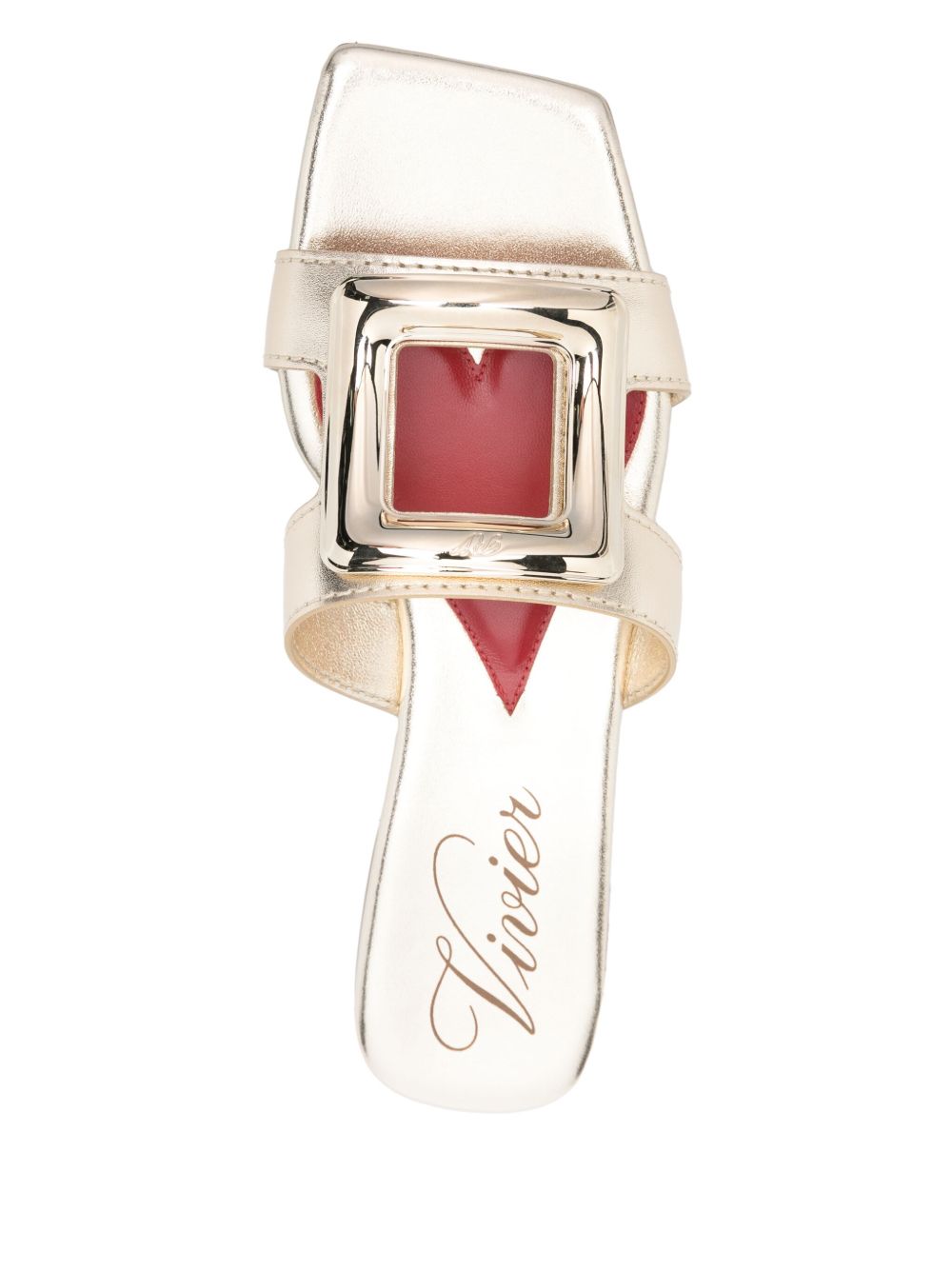 Roger Vivier Women Metal Buckle Leather Flat Sandals ROGER VIVIER