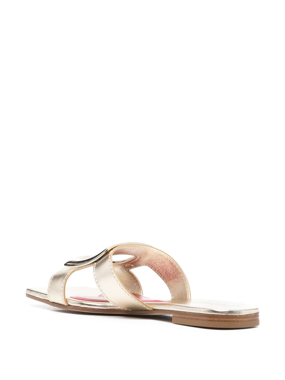 Roger Vivier Women Metal Buckle Leather Flat Sandals ROGER VIVIER