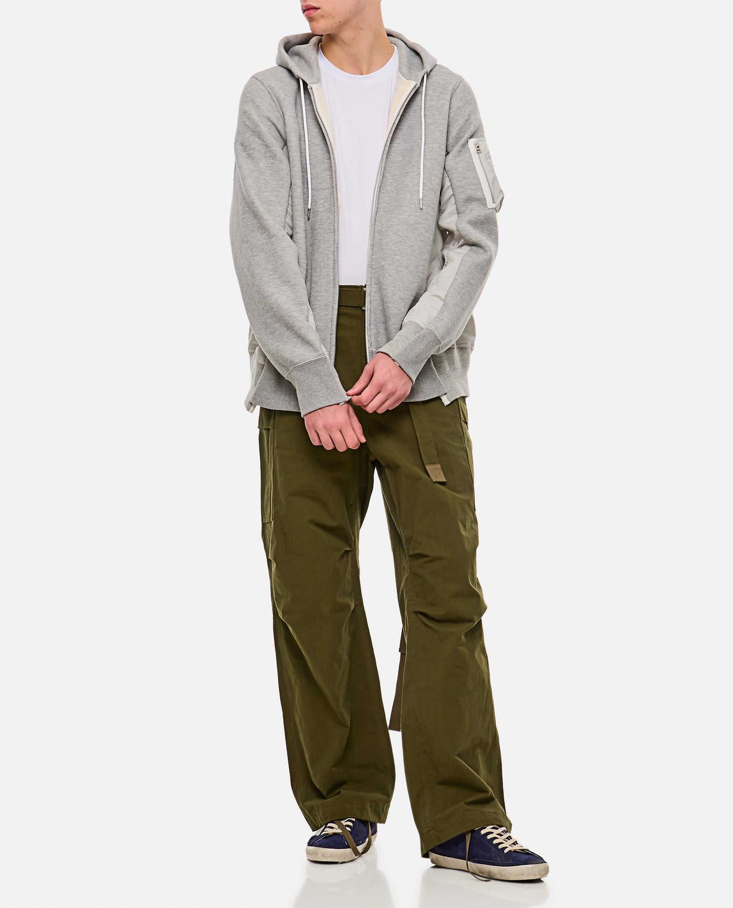 Sacai Men Sweatshirt With Nylon Twill Hoodie SACAI
