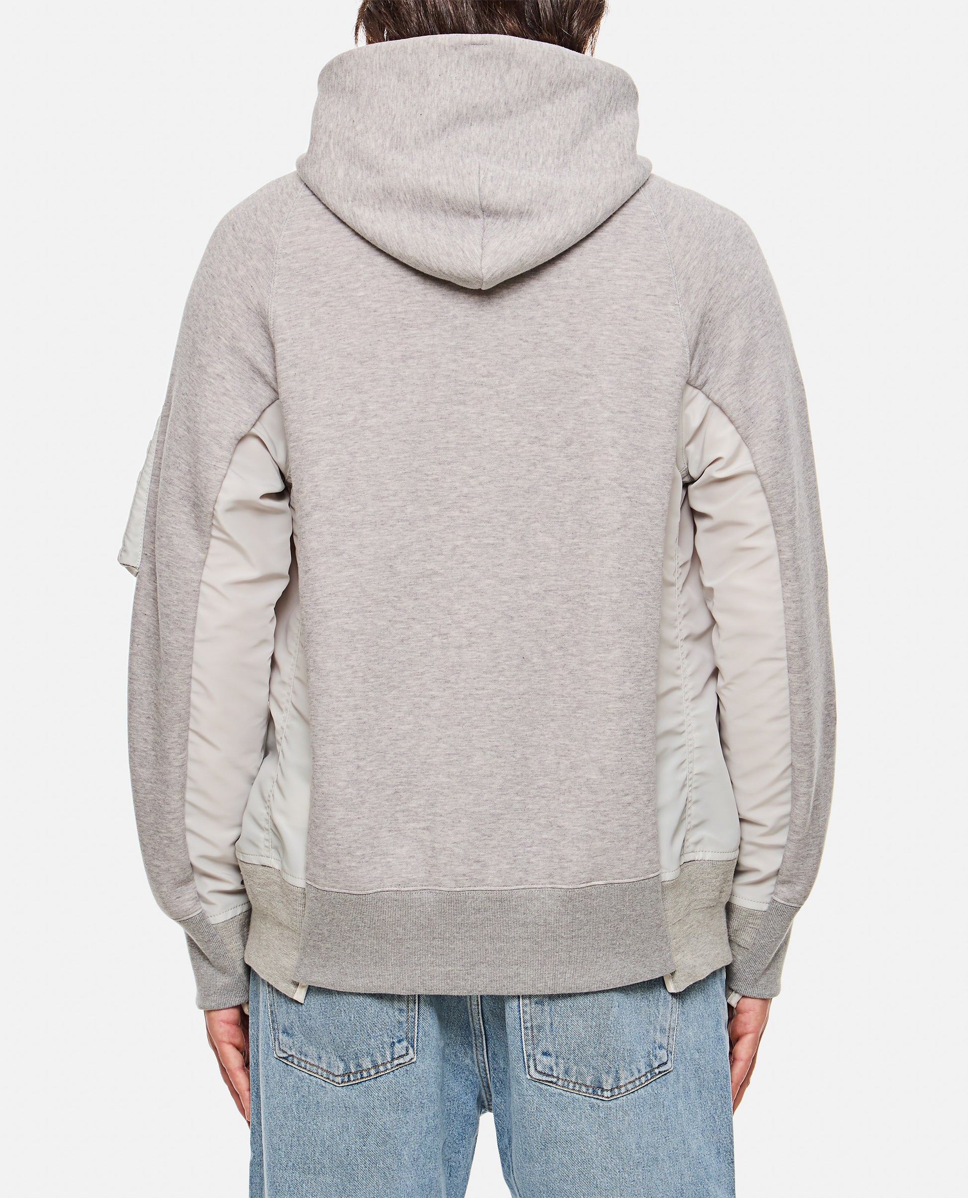 Sacai Men Terry Sweatshirt With Twill And Nylon Hood SACAI