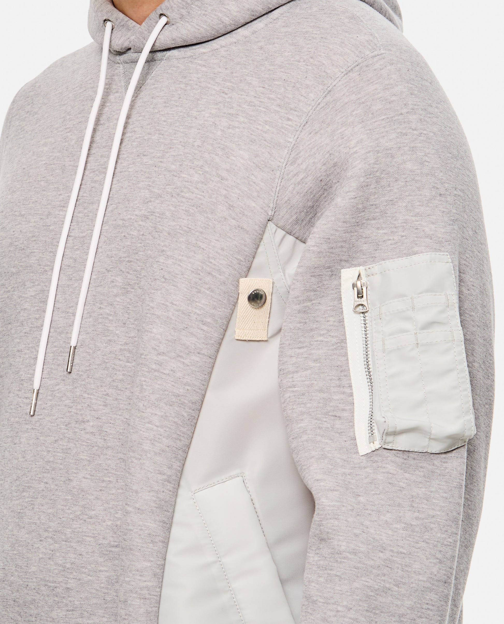 Sacai Men Terry Sweatshirt With Twill And Nylon Hood SACAI