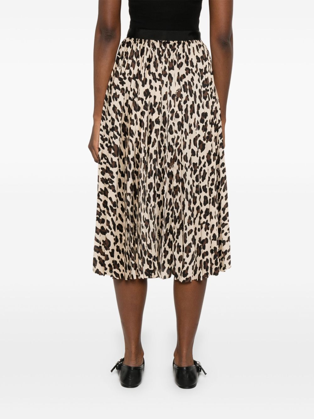 Sacai Women Leopard Print Midi Skirt