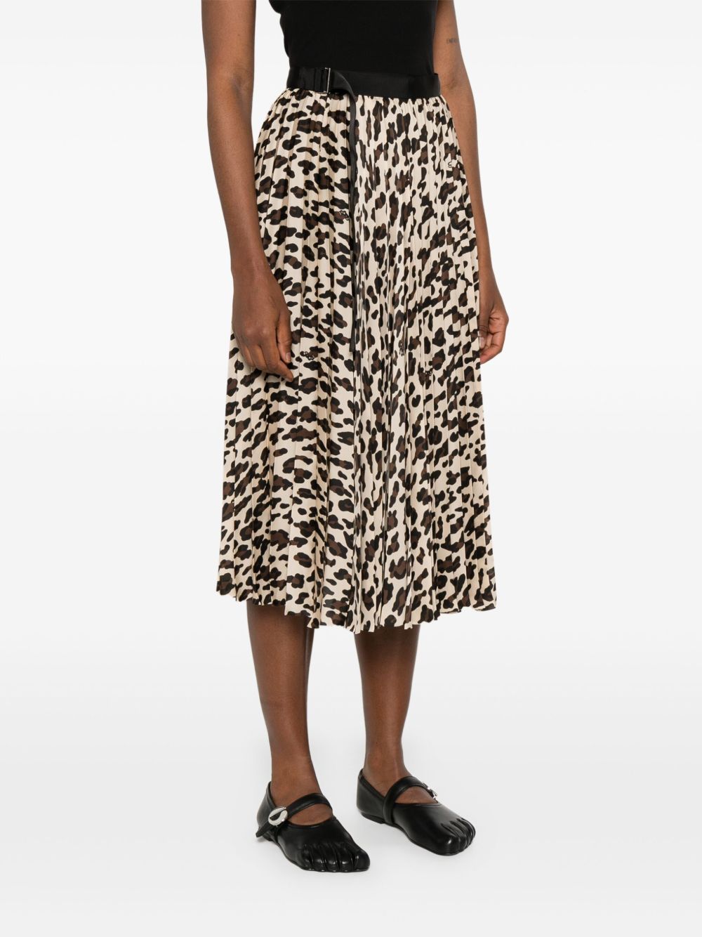 Sacai Women Leopard Print Midi Skirt
