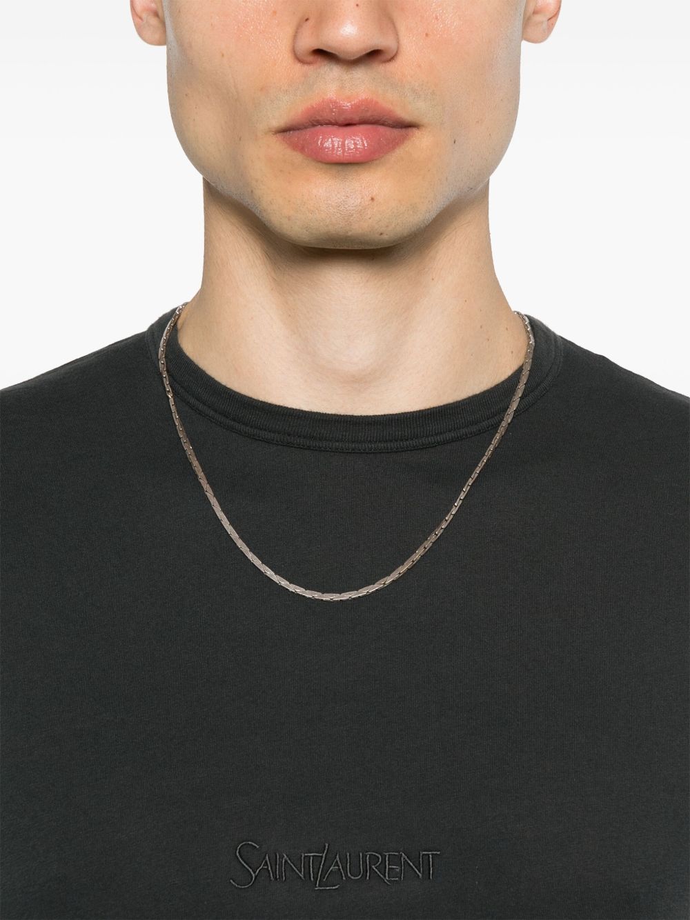 Saint Laurent Men Logo Cotton T-Shirt SAINT LAURENT