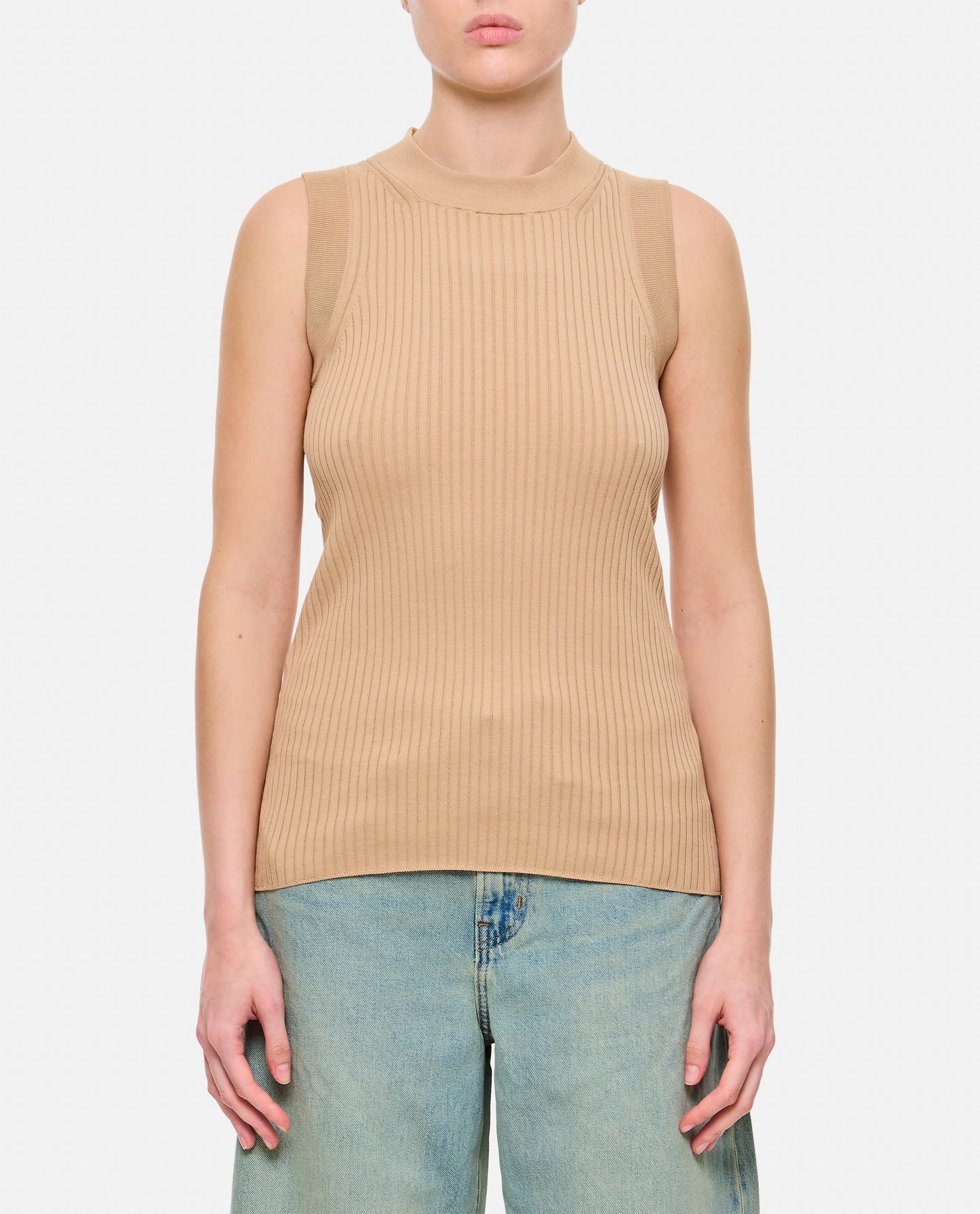 Sportmax Women Tione Cotton Ribbed Tank Top SPORTMAX