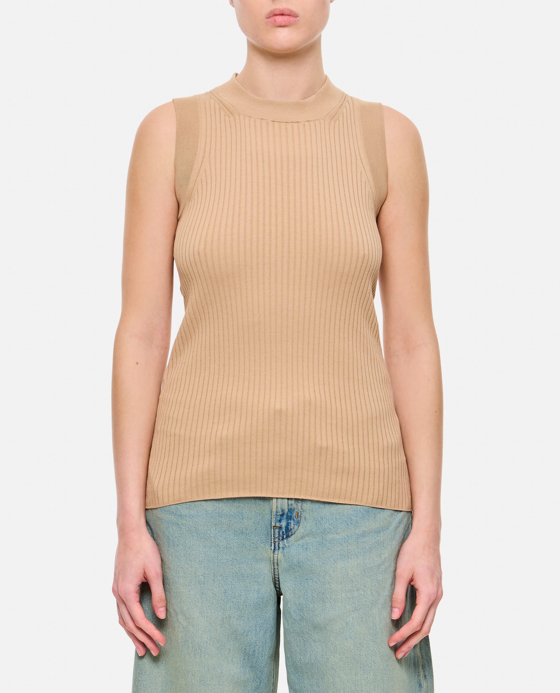 Sportmax Women Tione Cotton Ribbed Tank Top SPORTMAX