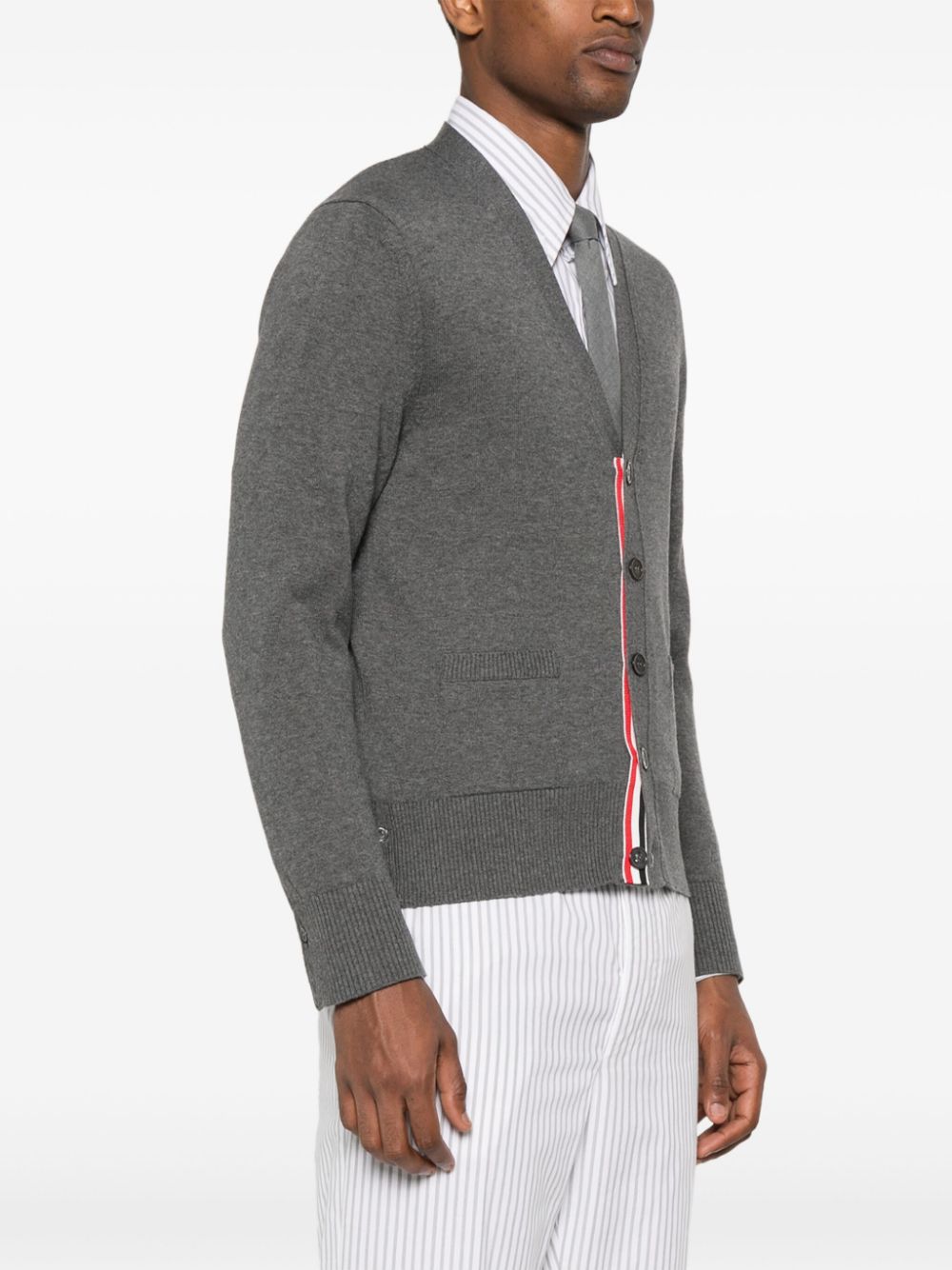 Thom Browne Men 4Bar Cotton Cardigan THOM BROWNE