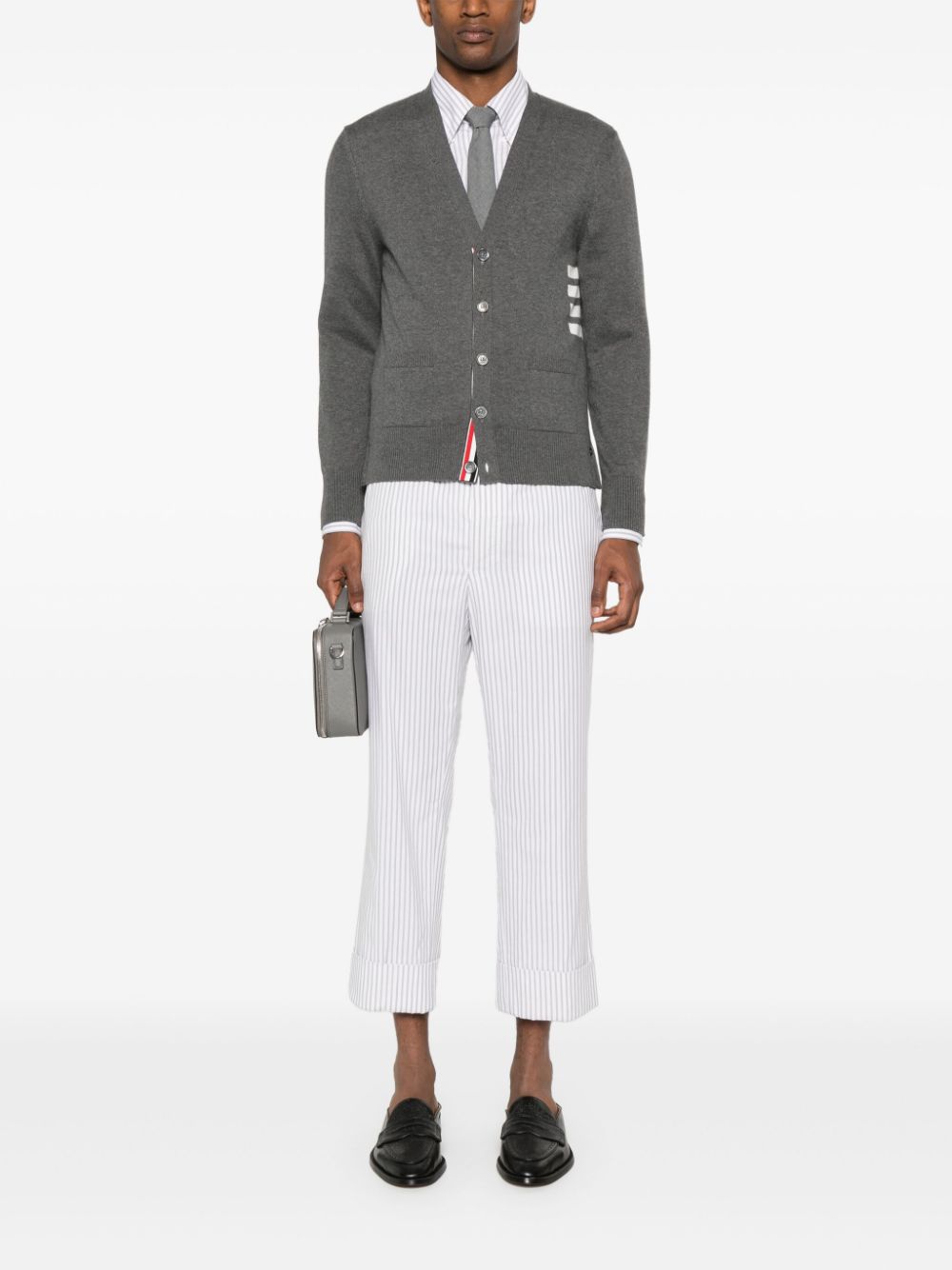 Thom Browne Men 4Bar Cotton Cardigan THOM BROWNE