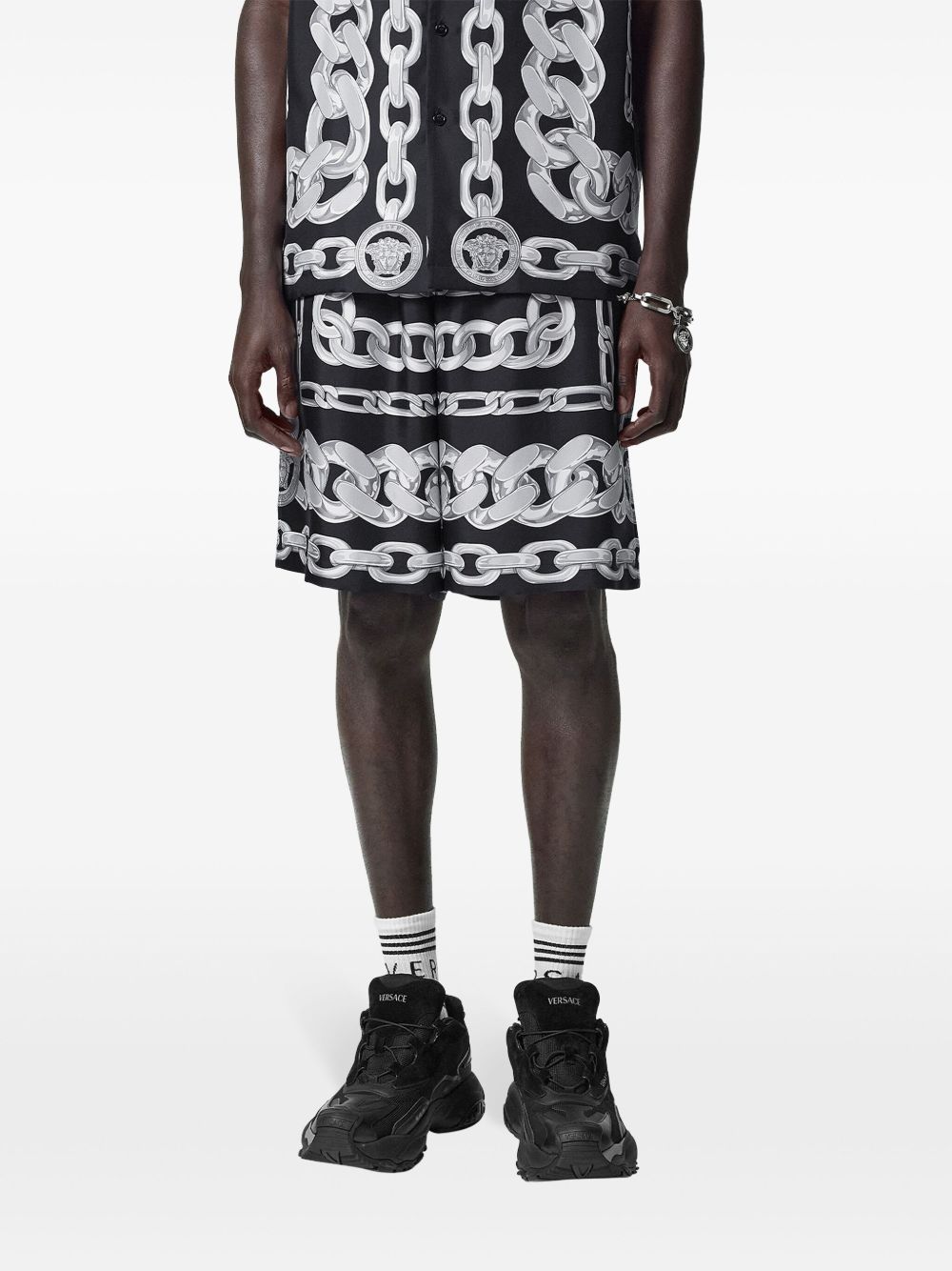 Versace Men Medusa Chain Silk Shorts VERSACE