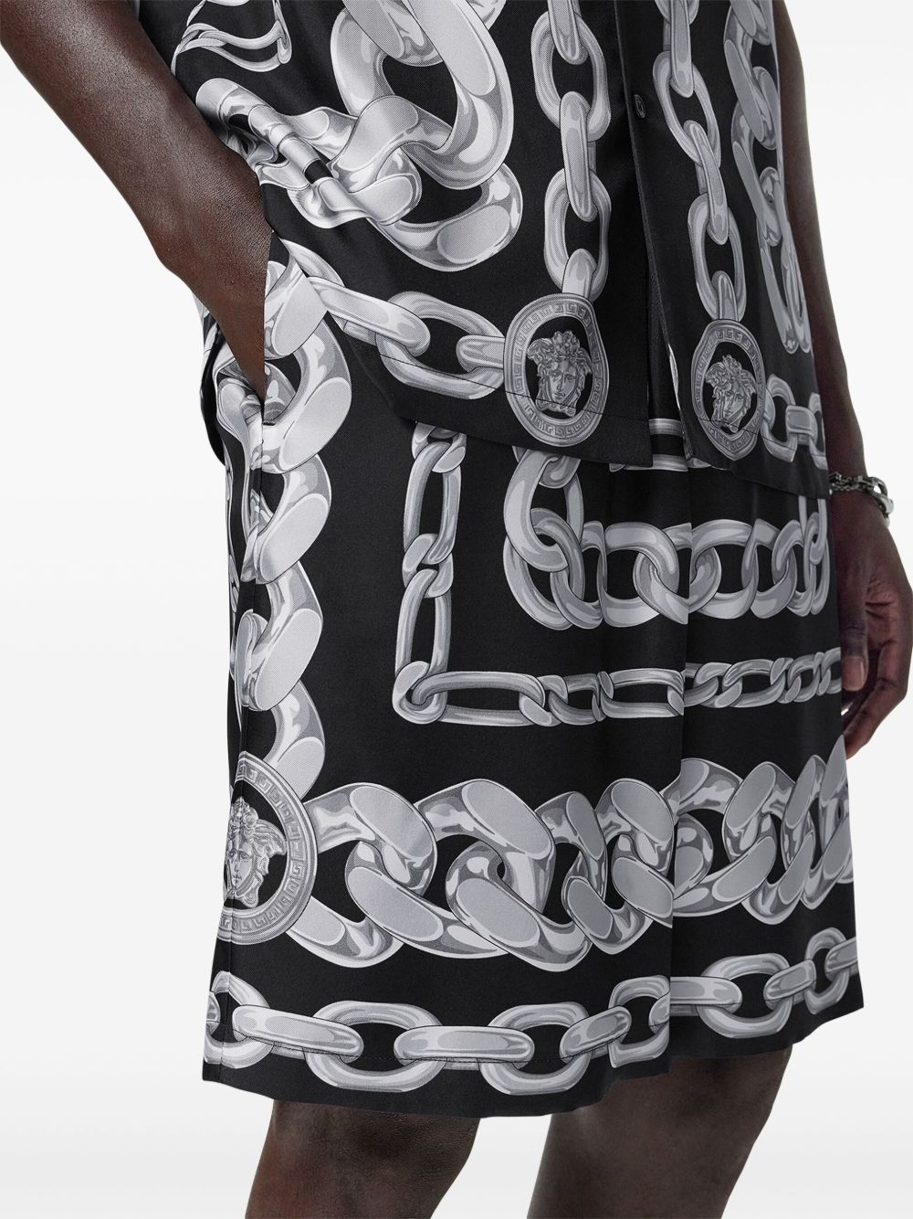 Versace Men Medusa Chain Silk Shorts VERSACE