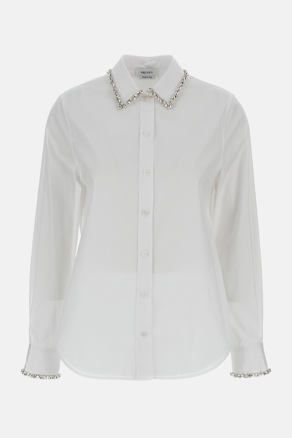 Alexander Mcqueen Women White Shirt With Embroidered Crystals ALEXANDER MCQUEEN