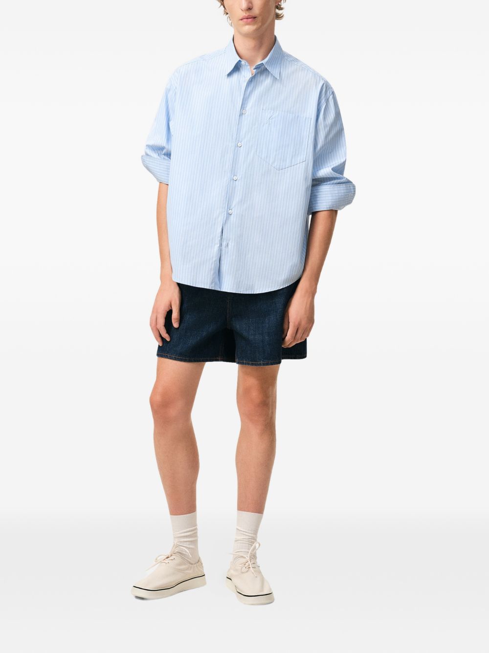 Ami Paris Men Striped Cotton Shirt AMI PARIS