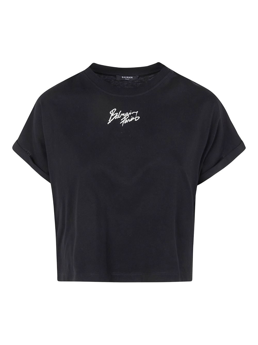 Balmain Women Logo Cotton Cropped T-Shirt BALMAIN