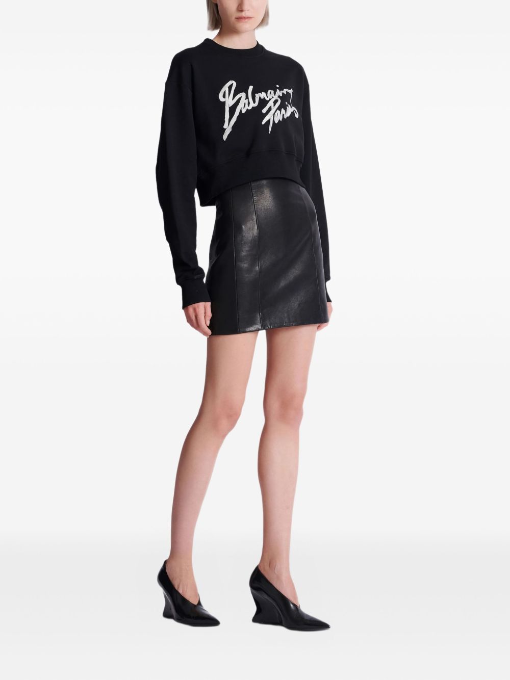 Balmain Women Logo Cropped Sweatshirt BALMAIN