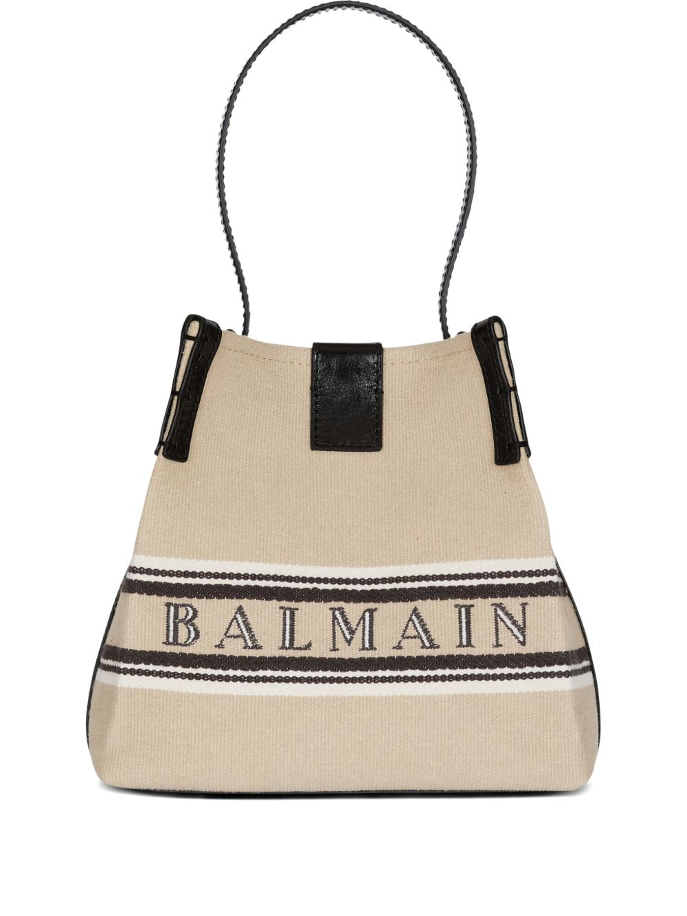 Balmain Women Release Canvas And Leather Bucket Bag