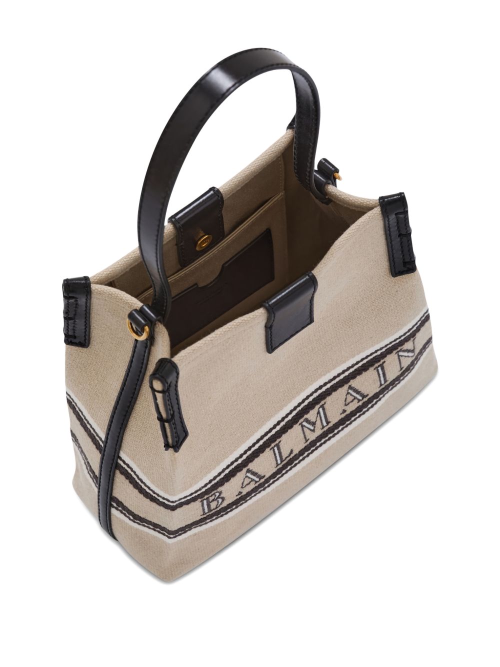Balmain Women Release Canvas And Leather Bucket Bag