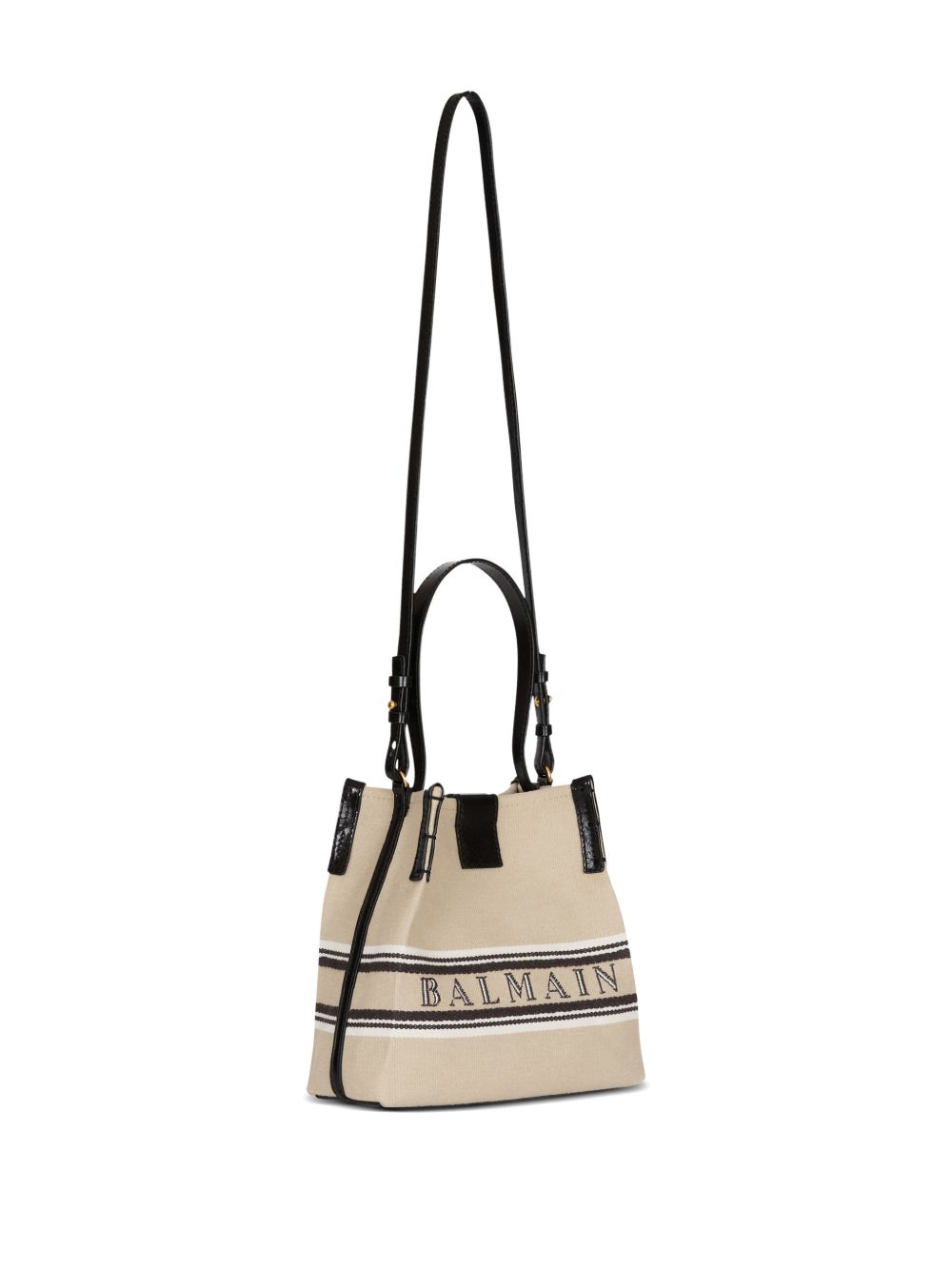 Balmain Women Release Canvas And Leather Bucket Bag