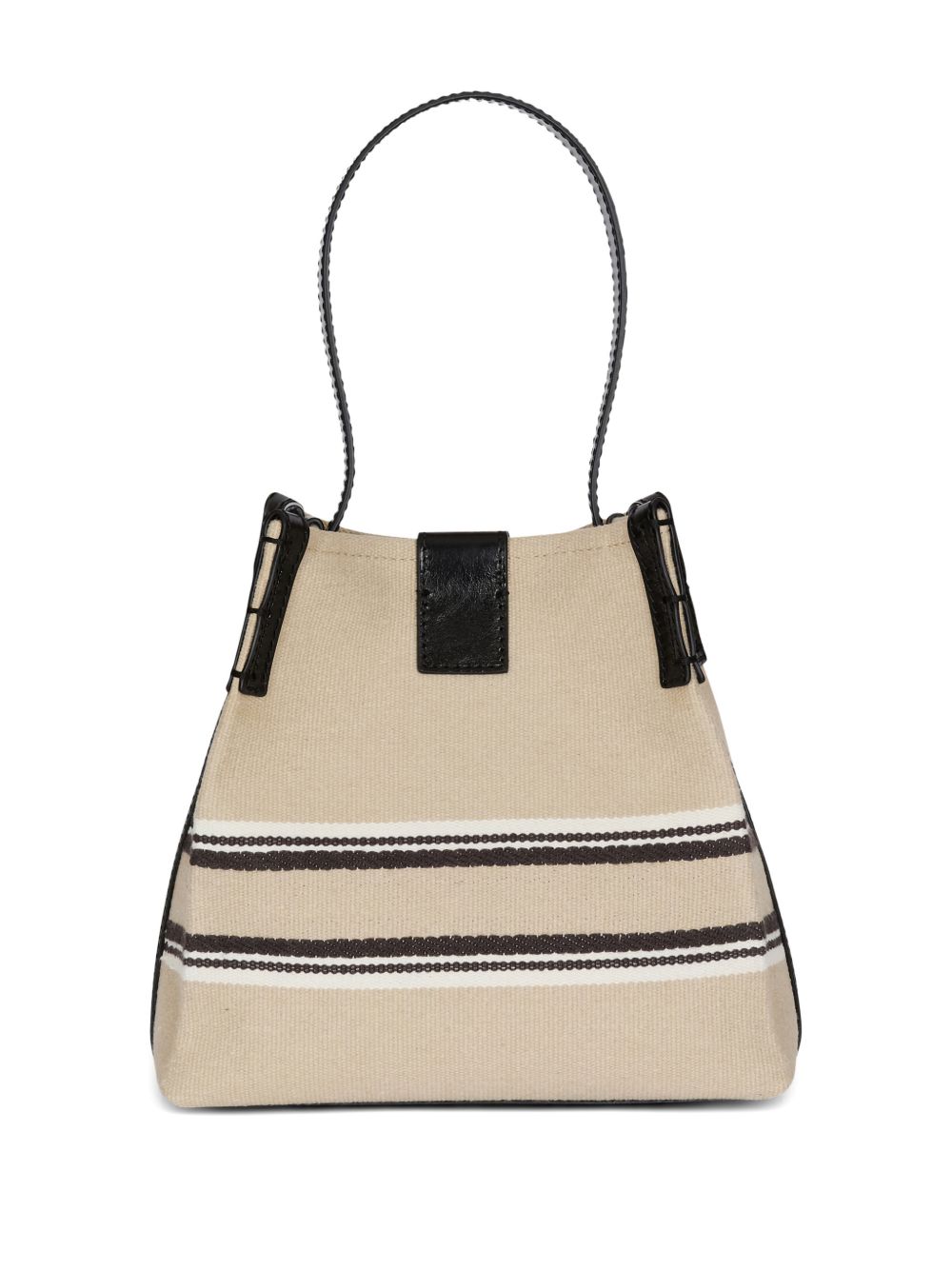 Balmain Women Release Canvas And Leather Bucket Bag