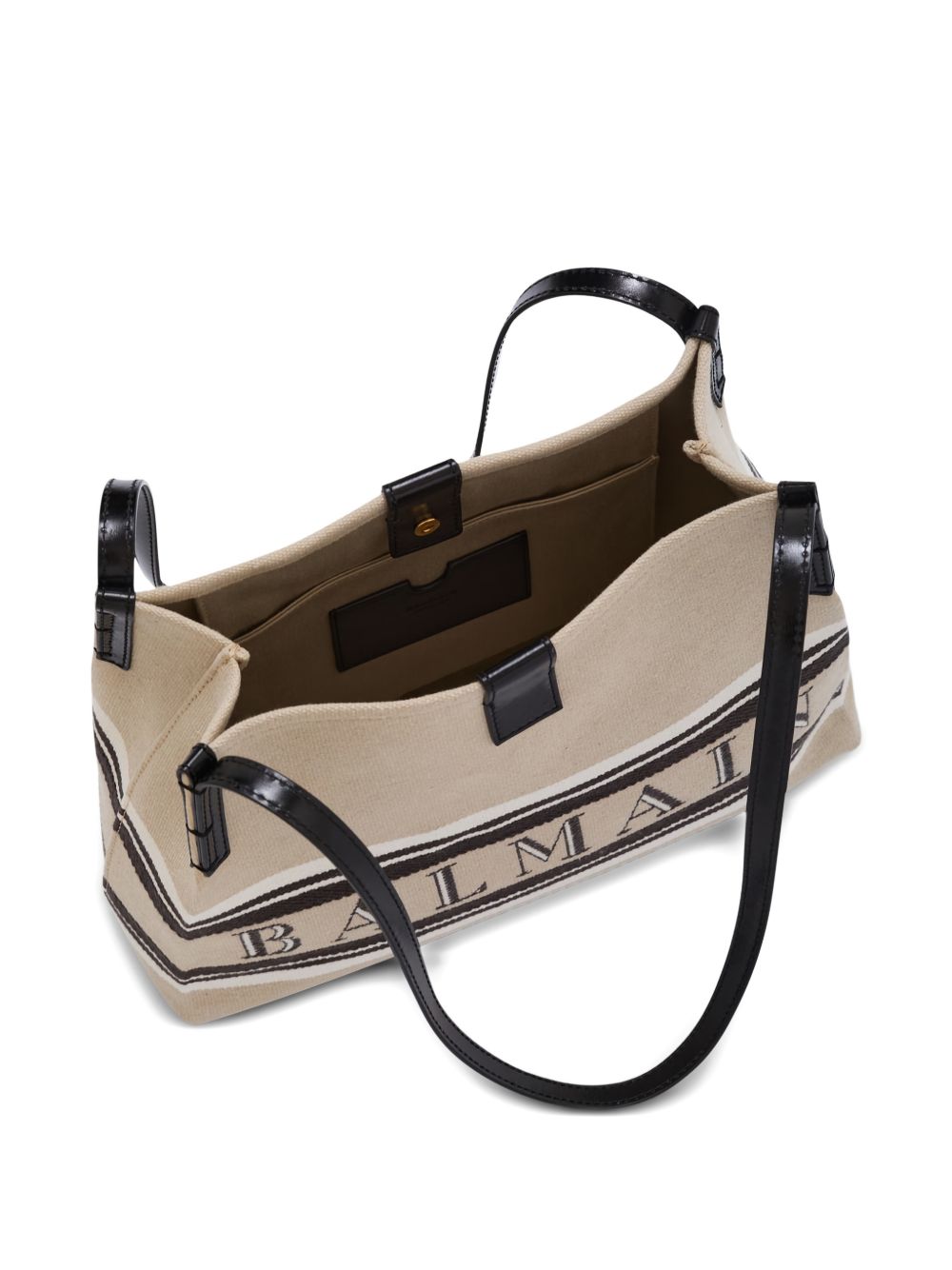 Balmain Women Release Small Canvas And Leather Tote BALMAIN