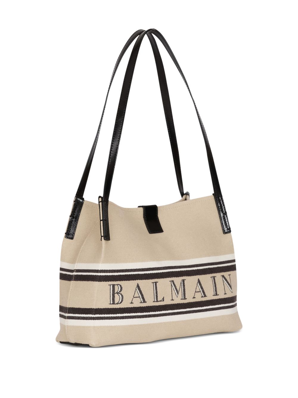 Balmain Women Release Small Canvas And Leather Tote BALMAIN