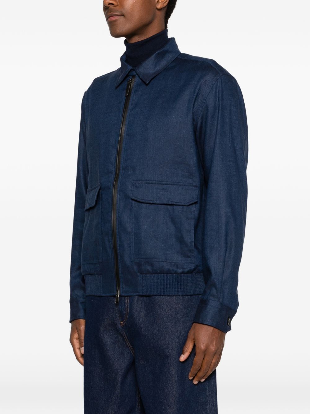 Brioni Men Linen And Wool Blouson Jacket BRIONI