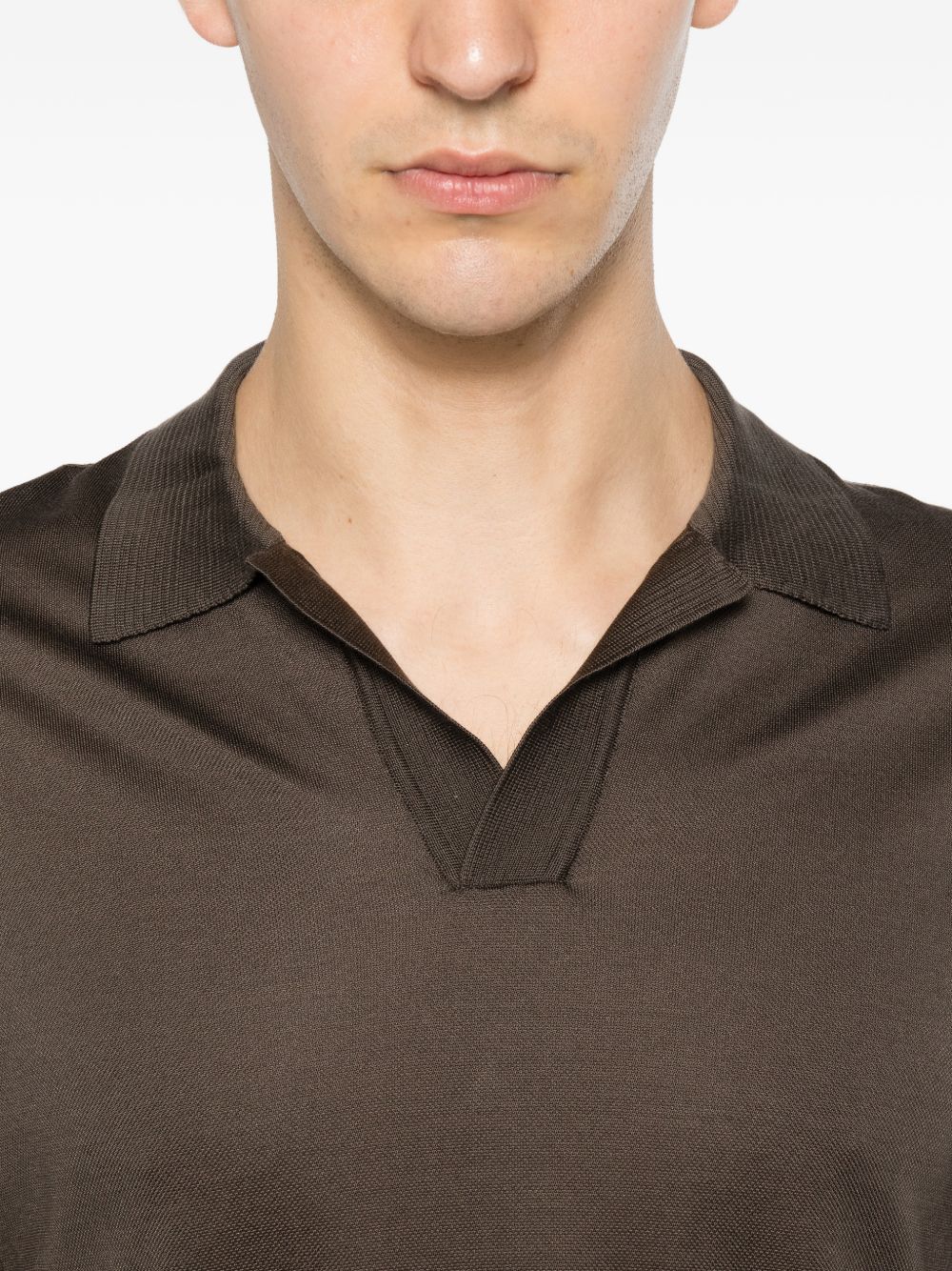 Brioni Men Piquet Silk Polo Shirt BRIONI