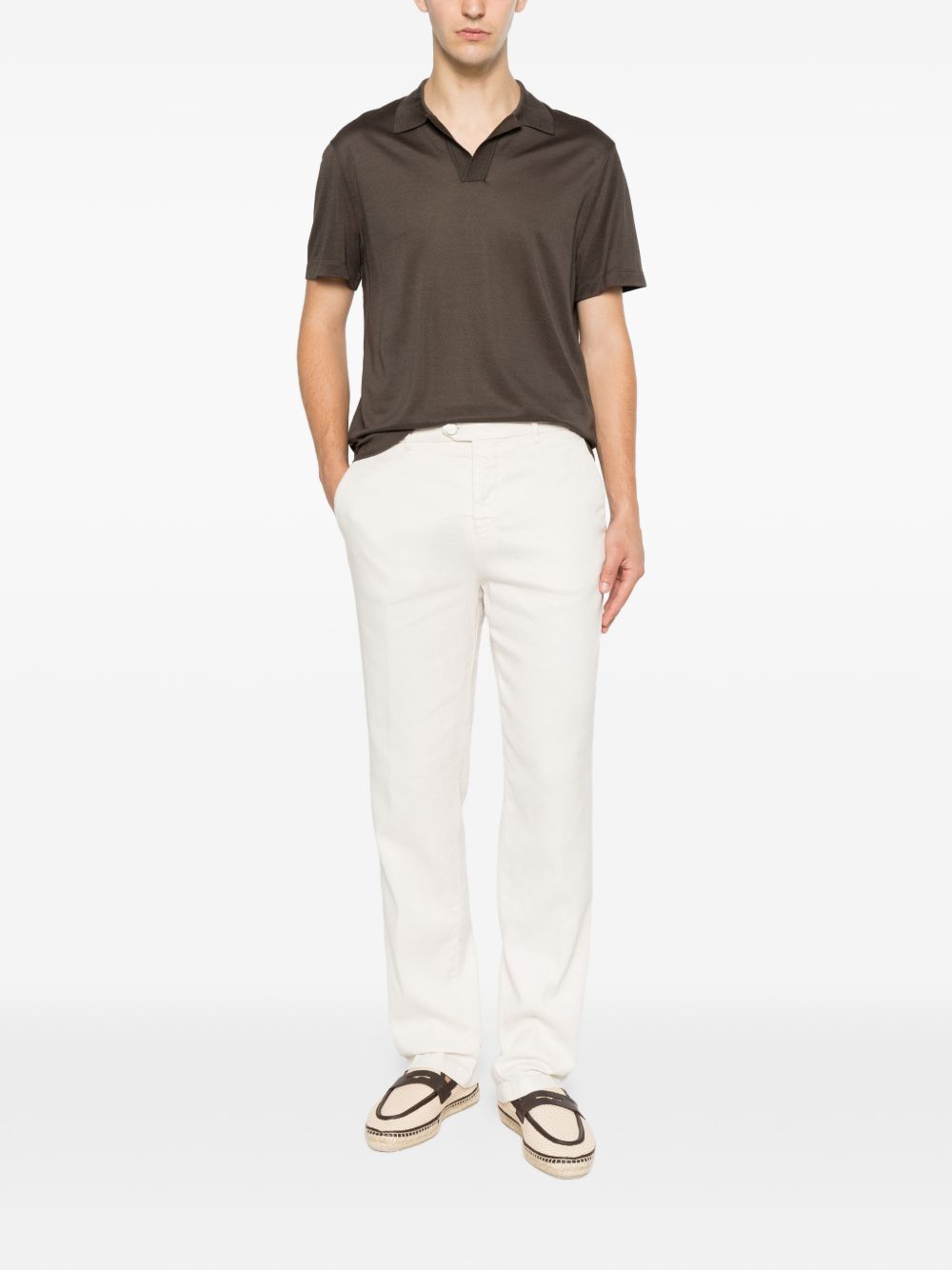 Brioni Men Piquet Silk Polo Shirt BRIONI