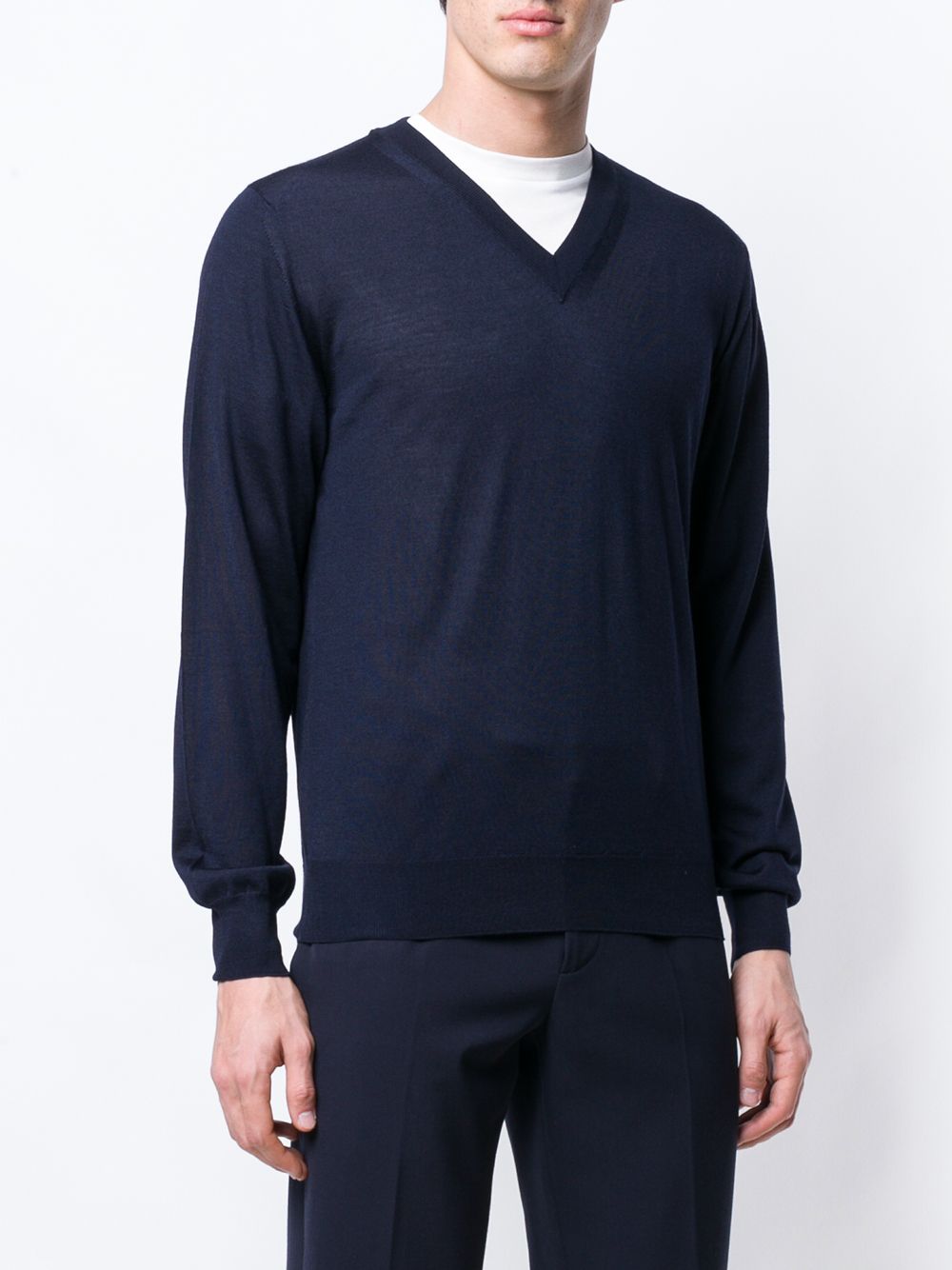 Brioni Men Wool Cashmere And Silk V-Necked Sweater BRIONI
