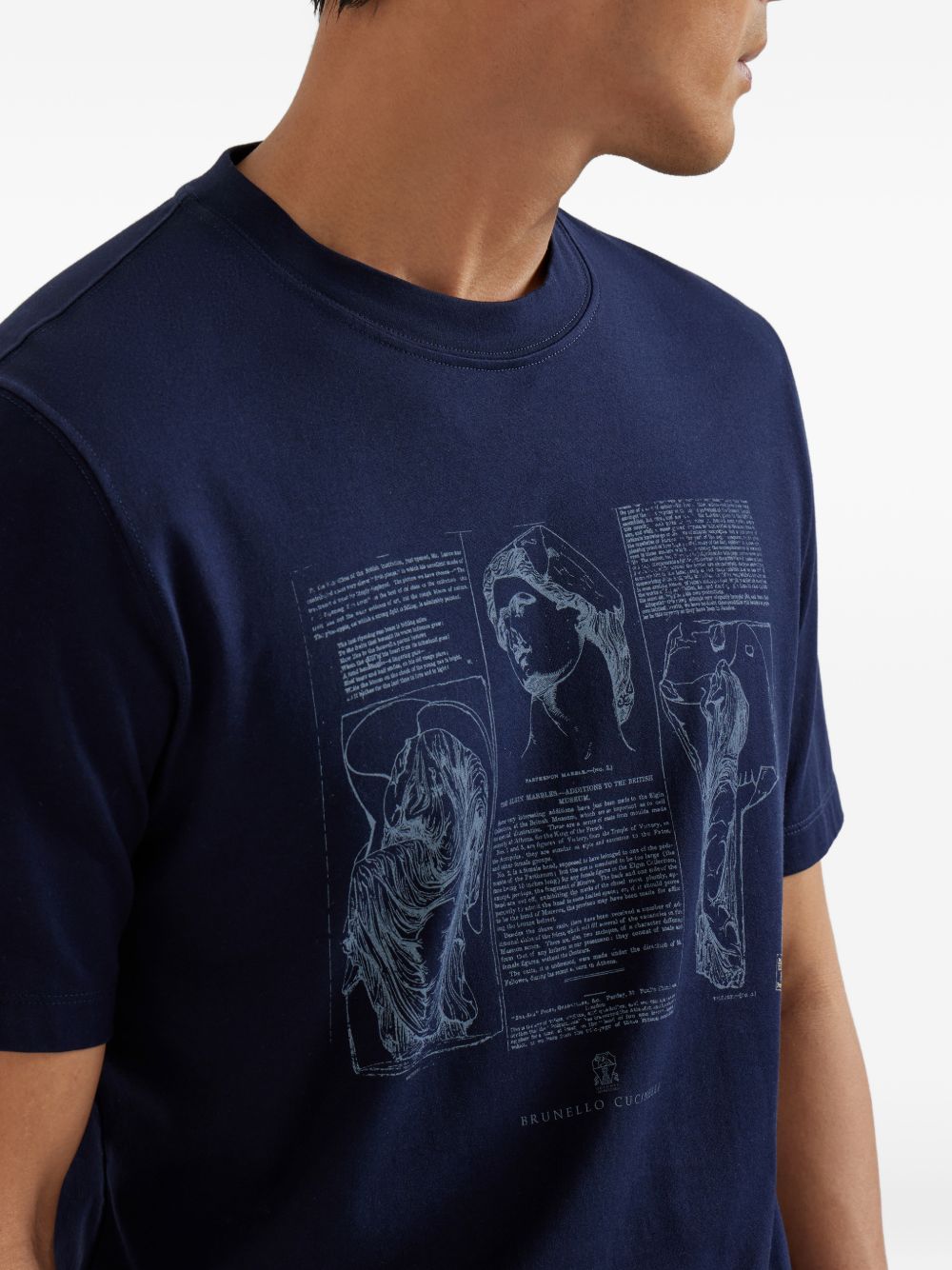 Brunello Cucinelli Men Printed Cotton T-Shirt