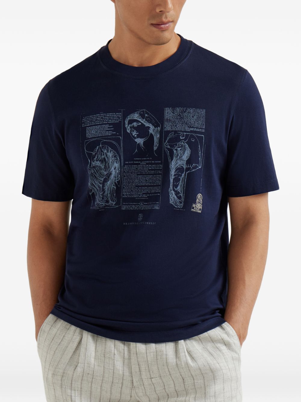 Brunello Cucinelli Men Printed Cotton T-Shirt