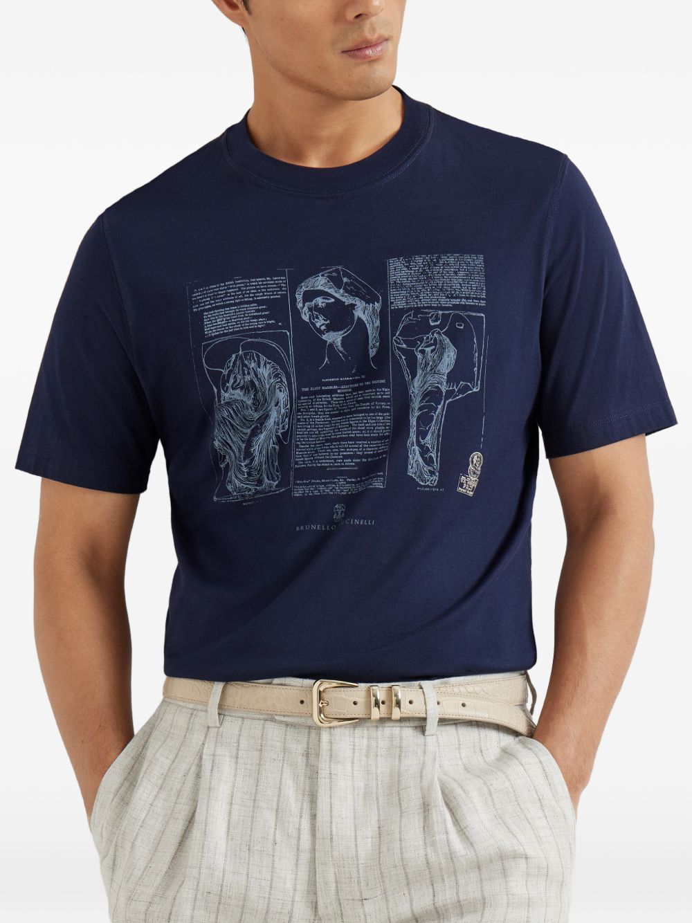 Brunello Cucinelli Men Printed Cotton T-Shirt