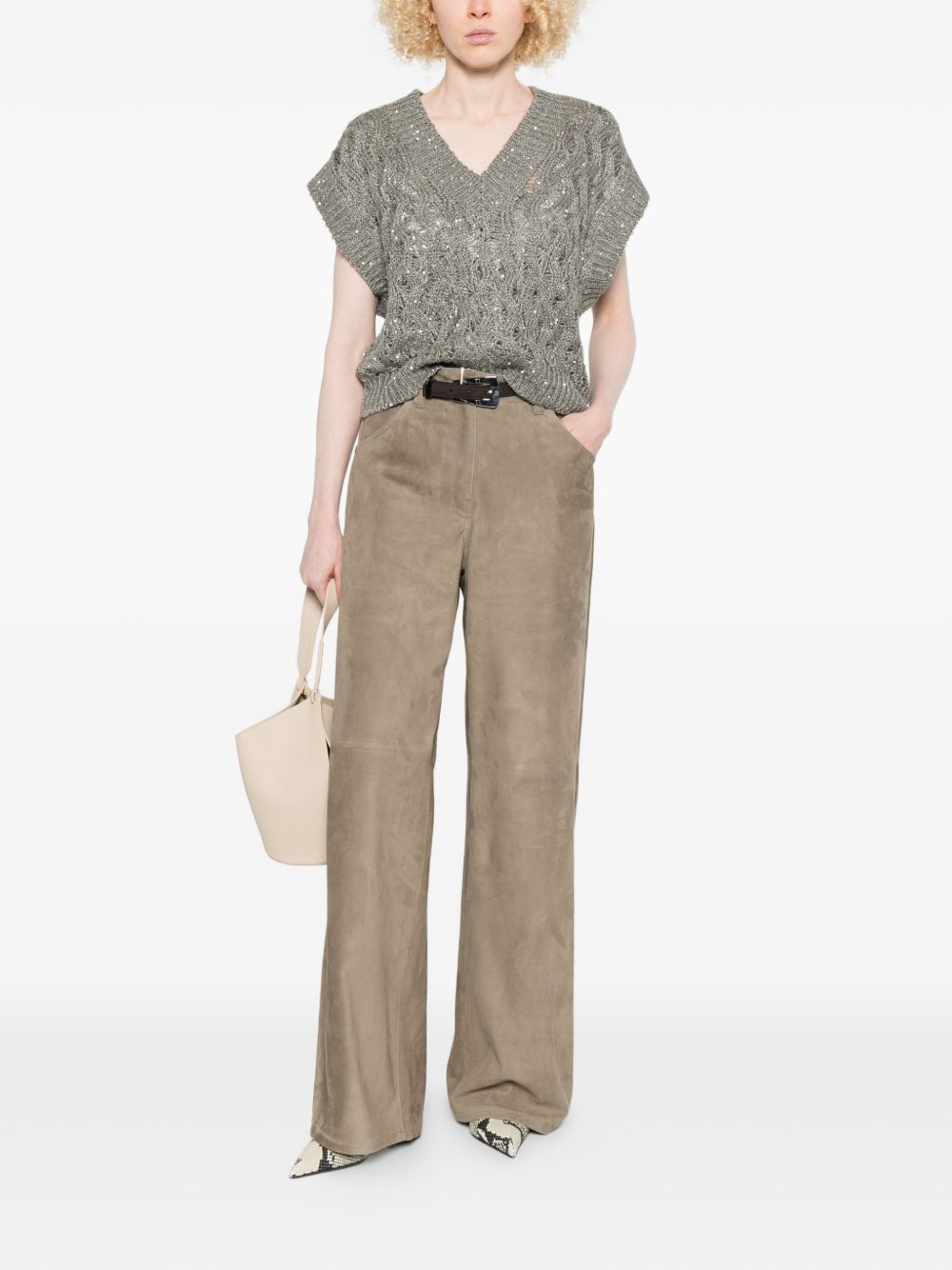 Brunello Cucinelli Women Leather Trousers BRUNELLO CUCINELLI