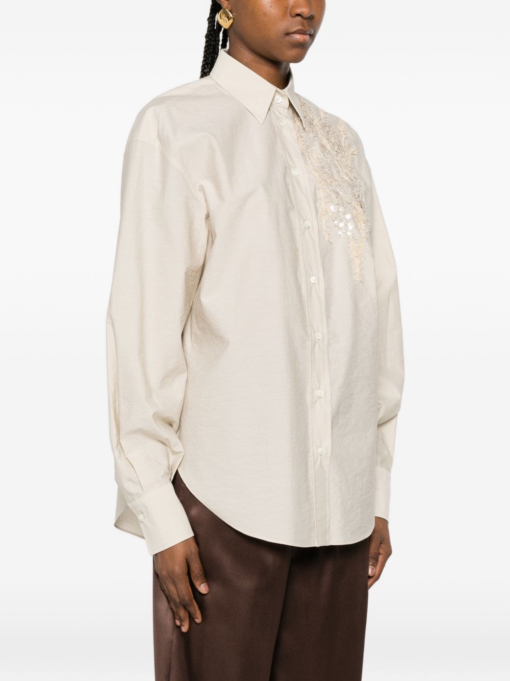 Brunello Cucinelli Women Embroidered Cotton Shirt