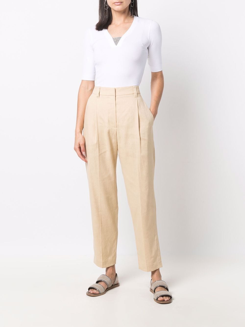 Brunello Cucinelli Women Cotton V-Necked Sweater BRUNELLO CUCINELLI