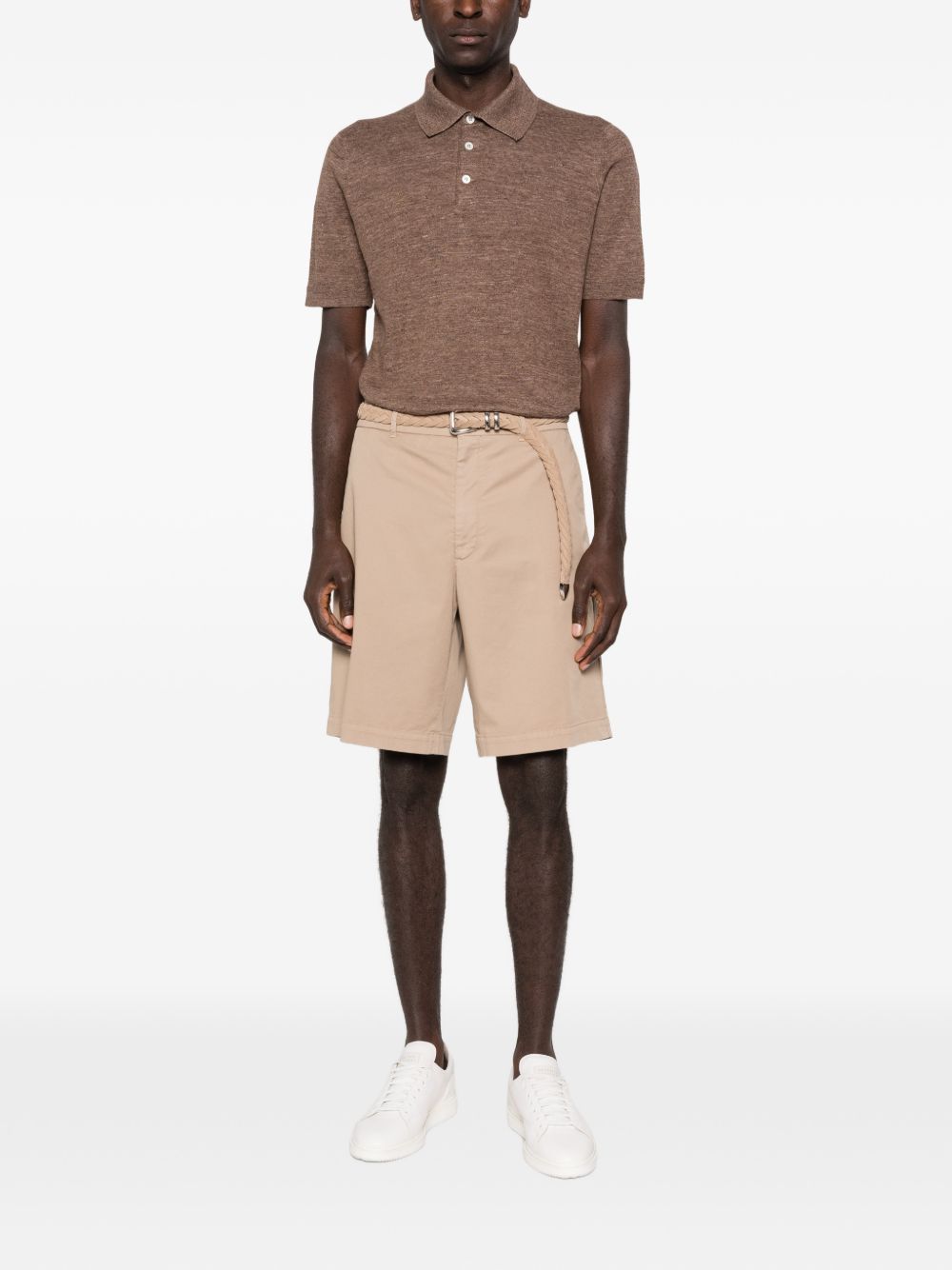 Brunello Cucinelli Men Linen And Cotton Blend Polo Shirt