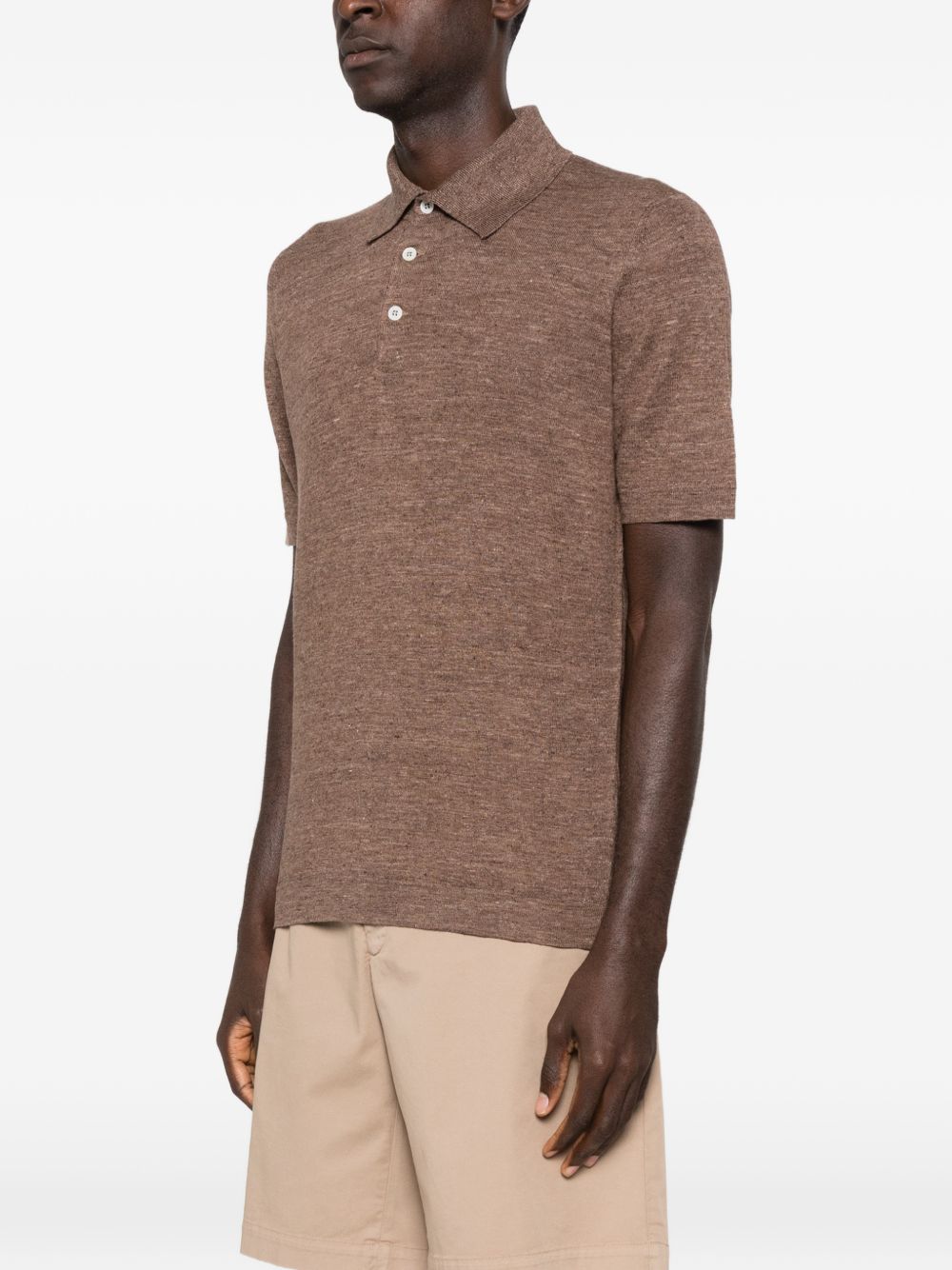 Brunello Cucinelli Men Linen And Cotton Blend Polo Shirt
