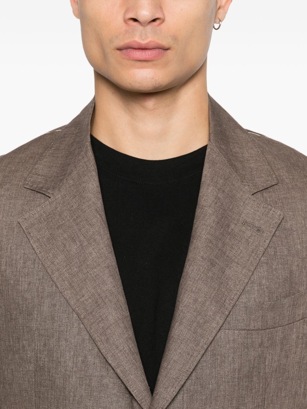 Brunello Cucinelli Men Linen Single-Breasted Jacket BRUNELLO CUCINELLI