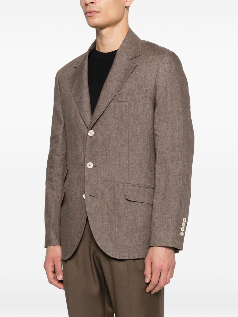 Brunello Cucinelli Men Linen Single-Breasted Jacket BRUNELLO CUCINELLI