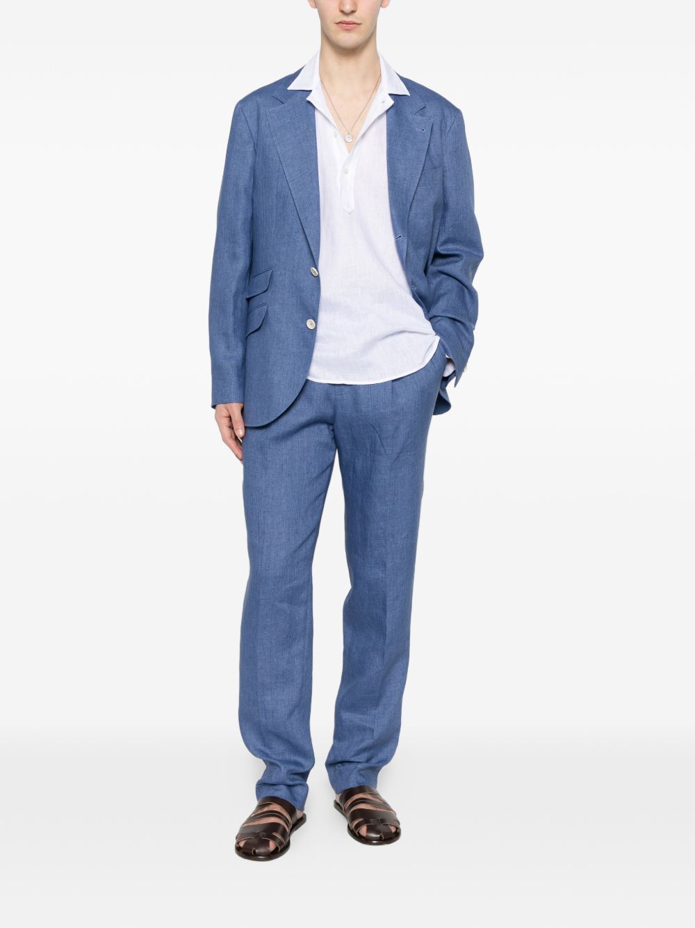 Brunello Cucinelli Men Linen Single-Breasted Suit
