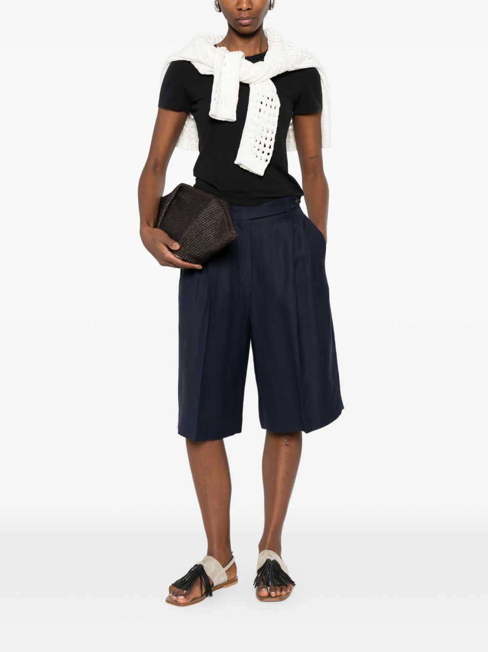 Brunello Cucinelli Women Linen Blend Bermuda Shorts BRUNELLO CUCINELLI
