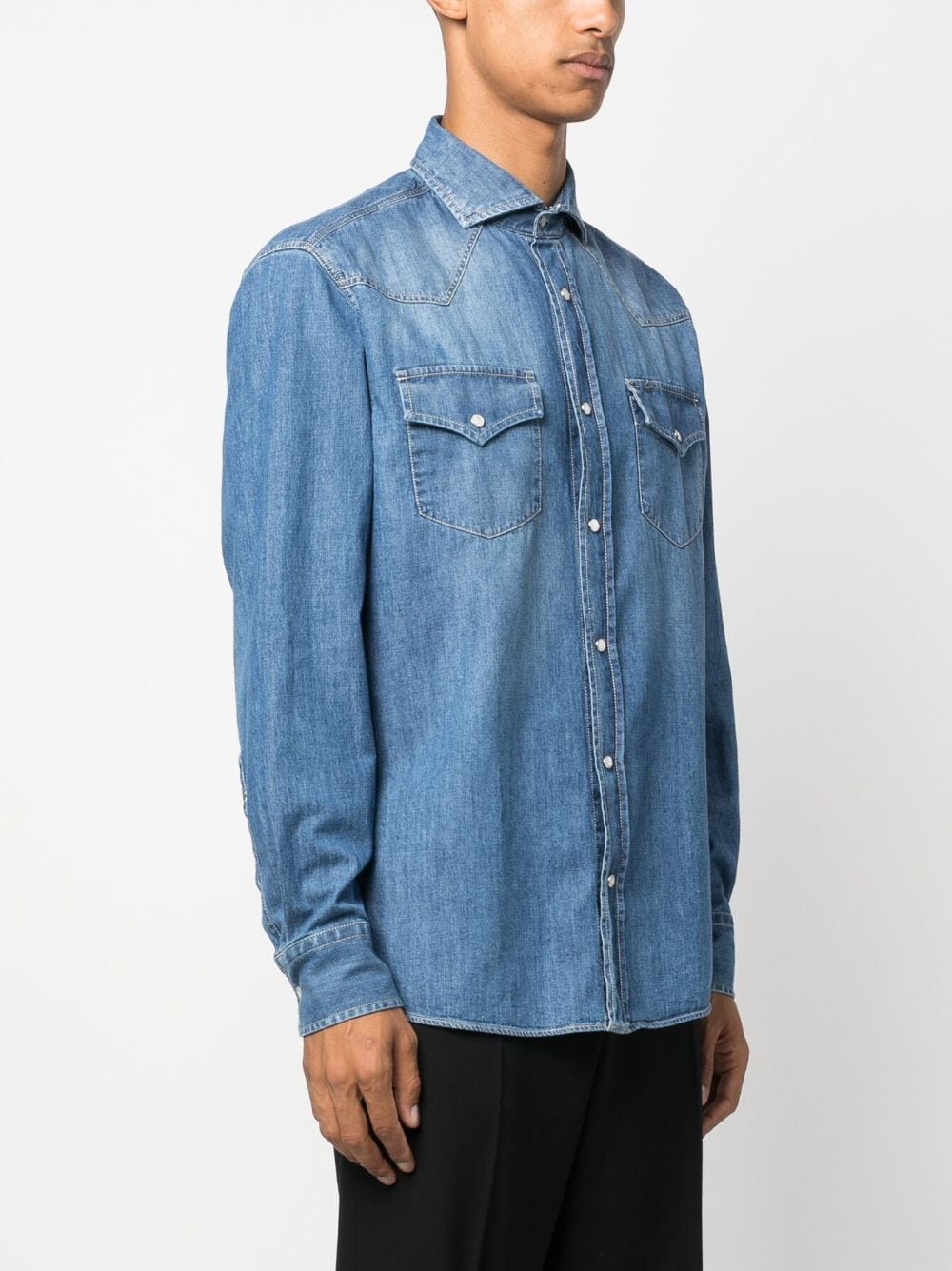 Brunello Cucinelli Men Denim Cotton Shirt BRUNELLO CUCINELLI