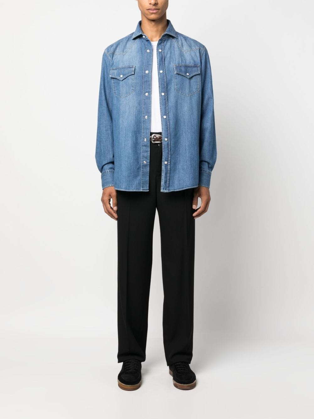Brunello Cucinelli Men Denim Cotton Shirt BRUNELLO CUCINELLI