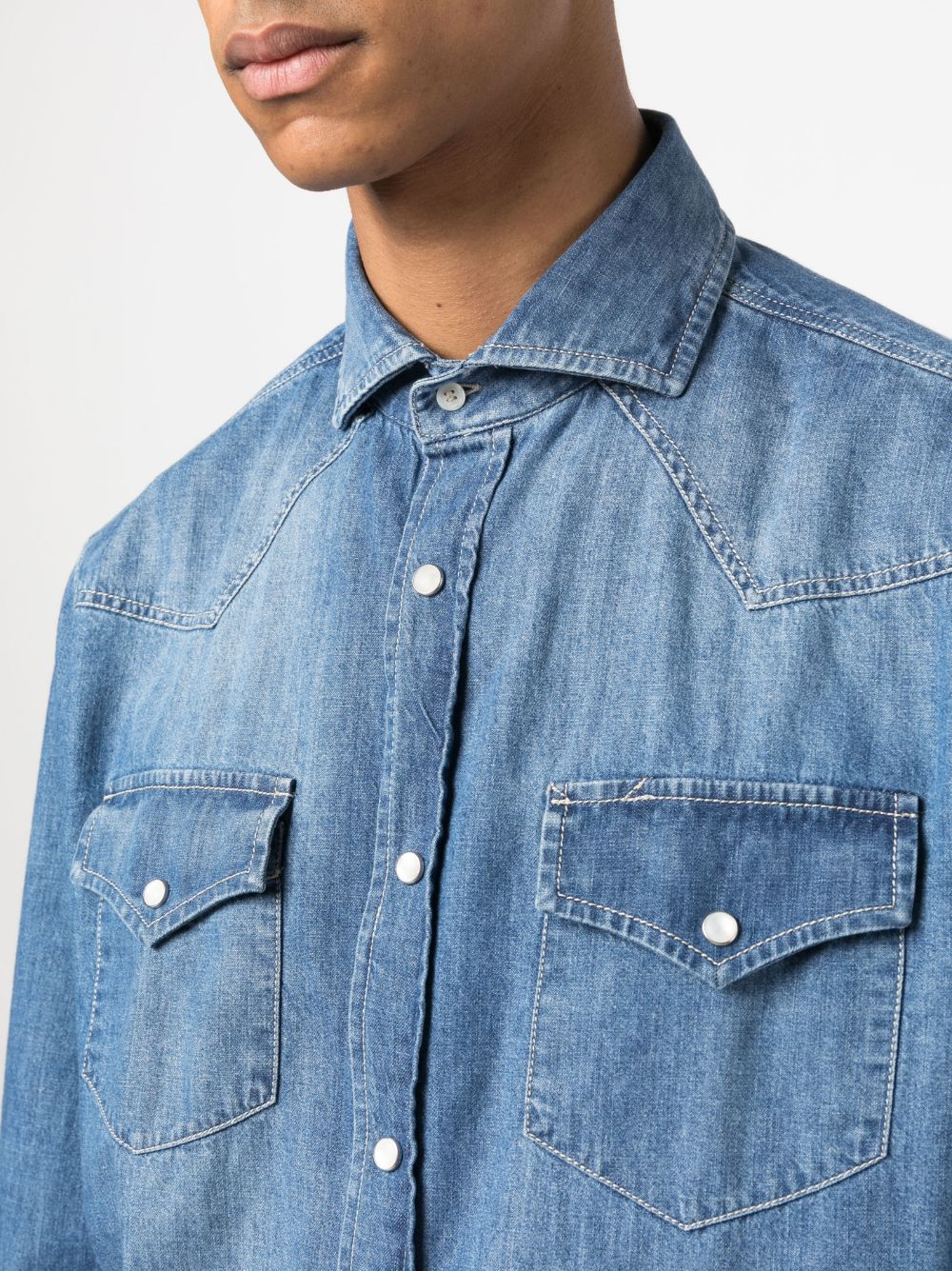Brunello Cucinelli Men Denim Cotton Shirt BRUNELLO CUCINELLI