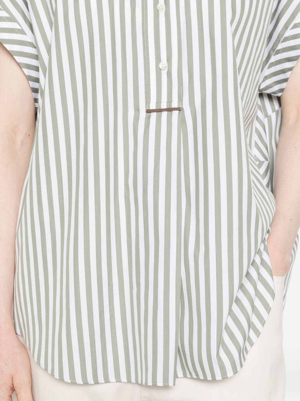 Brunello Cucinelli Women Cotton And Silk Striped Shirt BRUNELLO CUCINELLI