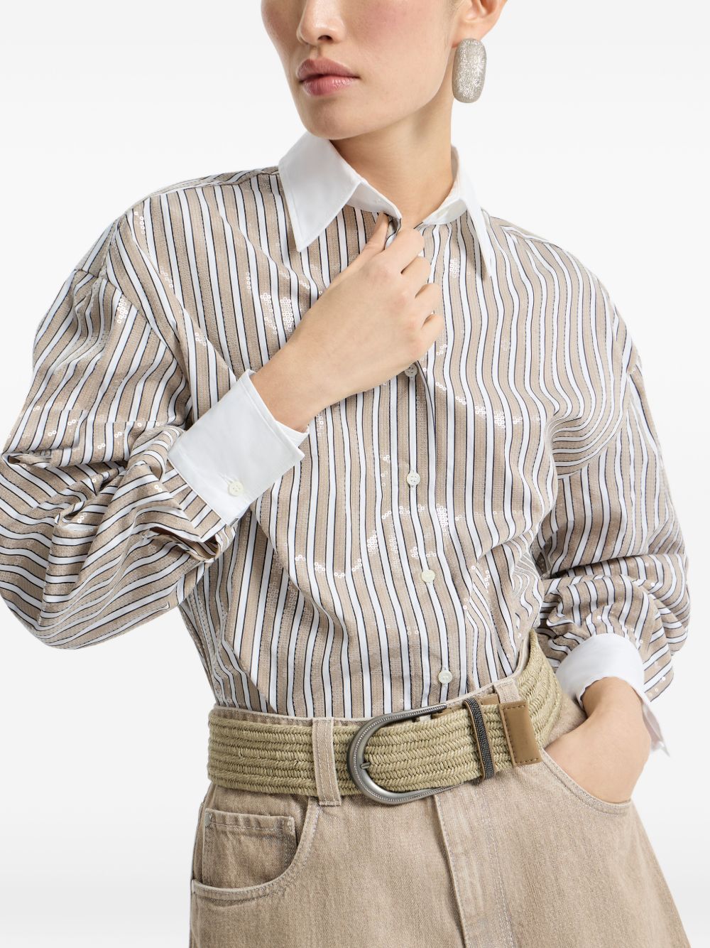 Brunello Cucinelli Women Striped Cotton Shirt BRUNELLO CUCINELLI