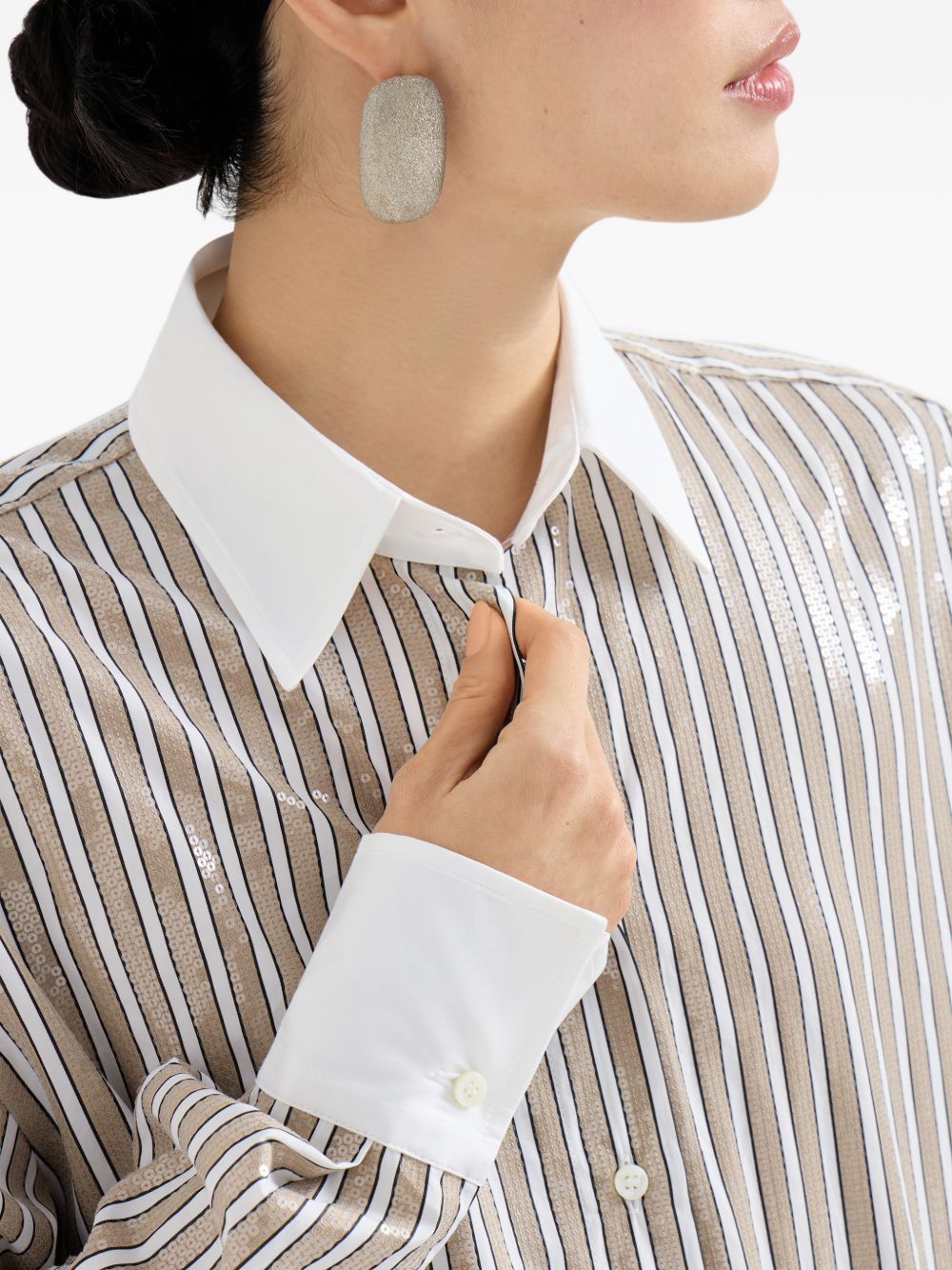 Brunello Cucinelli Women Striped Cotton Shirt BRUNELLO CUCINELLI