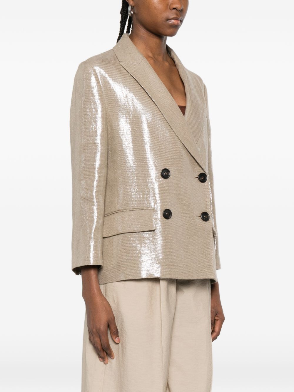 Brunello Cucinelli Women Linen Double-Breasted Jacket BRUNELLO CUCINELLI