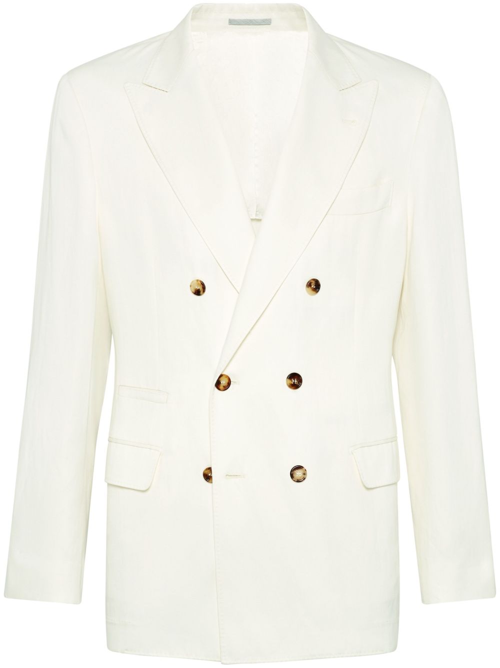 Brunello Cucinelli Men Linen Blend Double-Breasted Jacket BRUNELLO CUCINELLI
