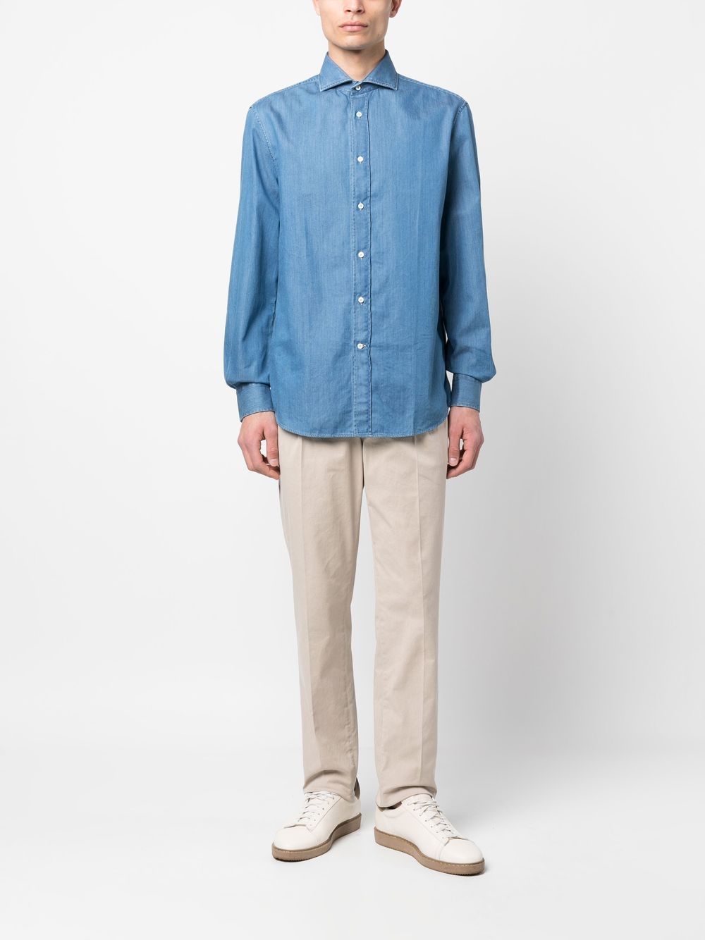 Brunello Cucinelli Men Denim Cotton Shirt BRUNELLO CUCINELLI