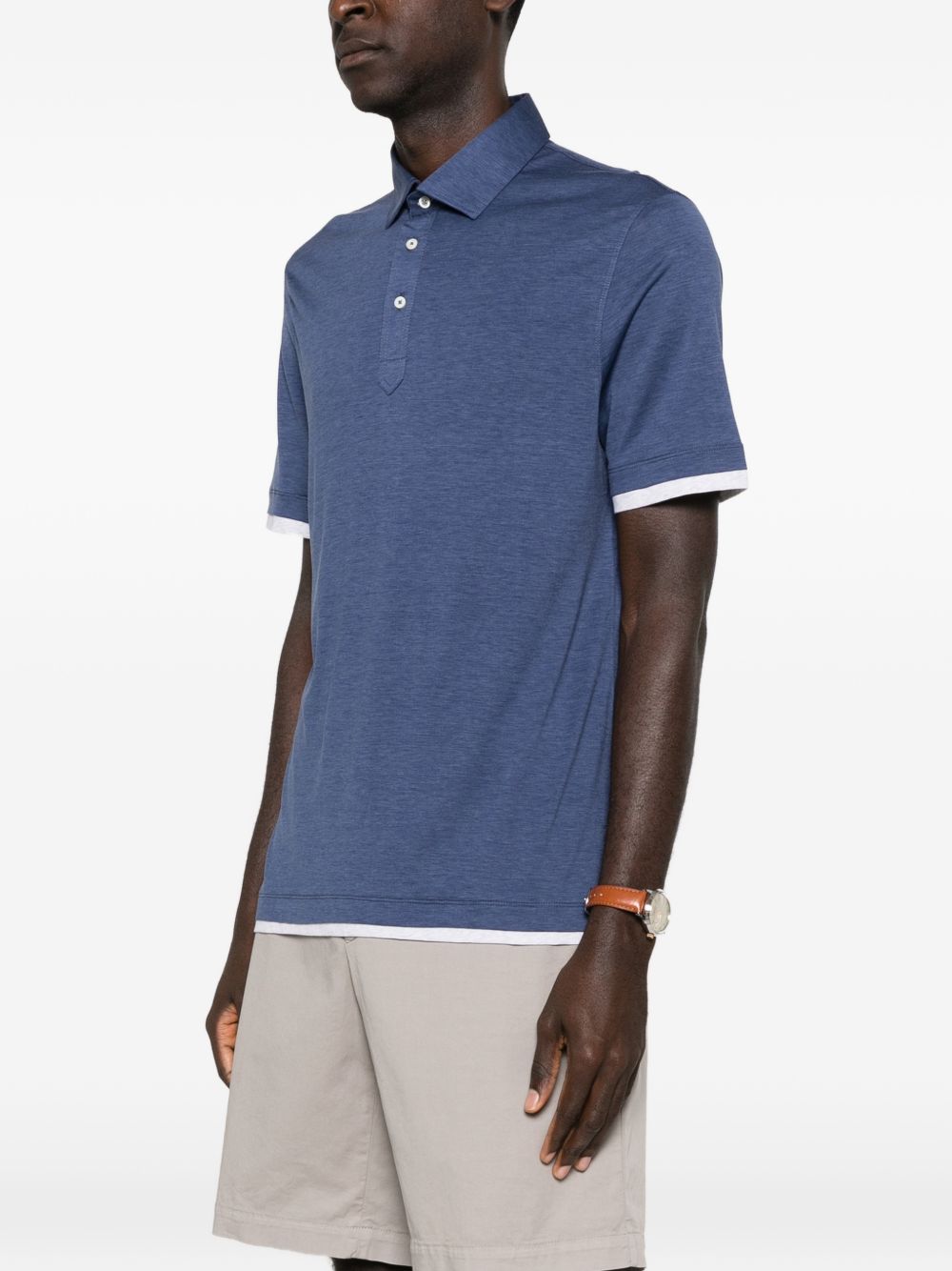 Brunello Cucinelli Men Silk And Cotton Polo Shirt BRUNELLO CUCINELLI